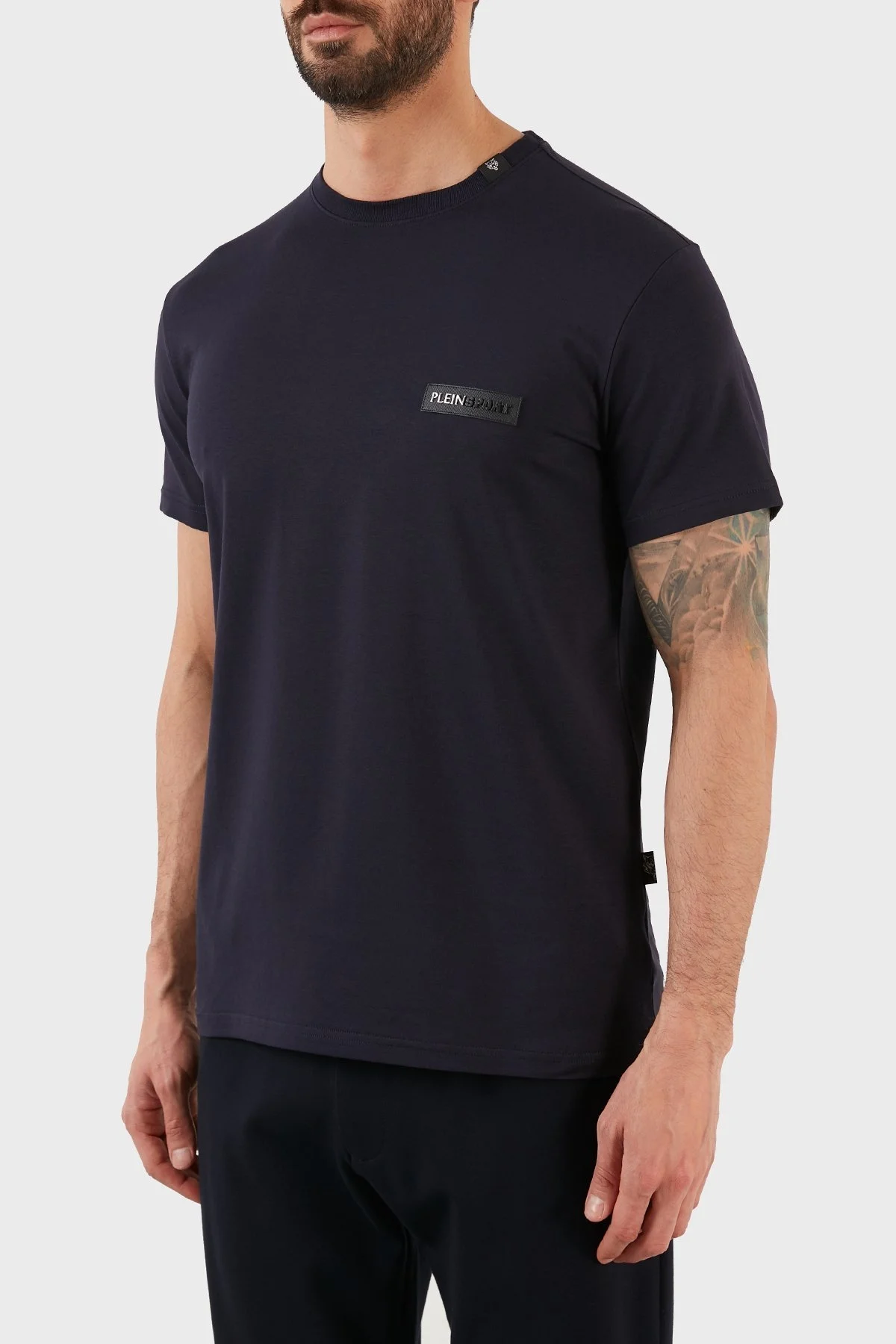 Plein Sport Logolu Bisiklet Yaka Pamuklu Erkek T Shirt TIPS126TN85 LACİVERT - 3