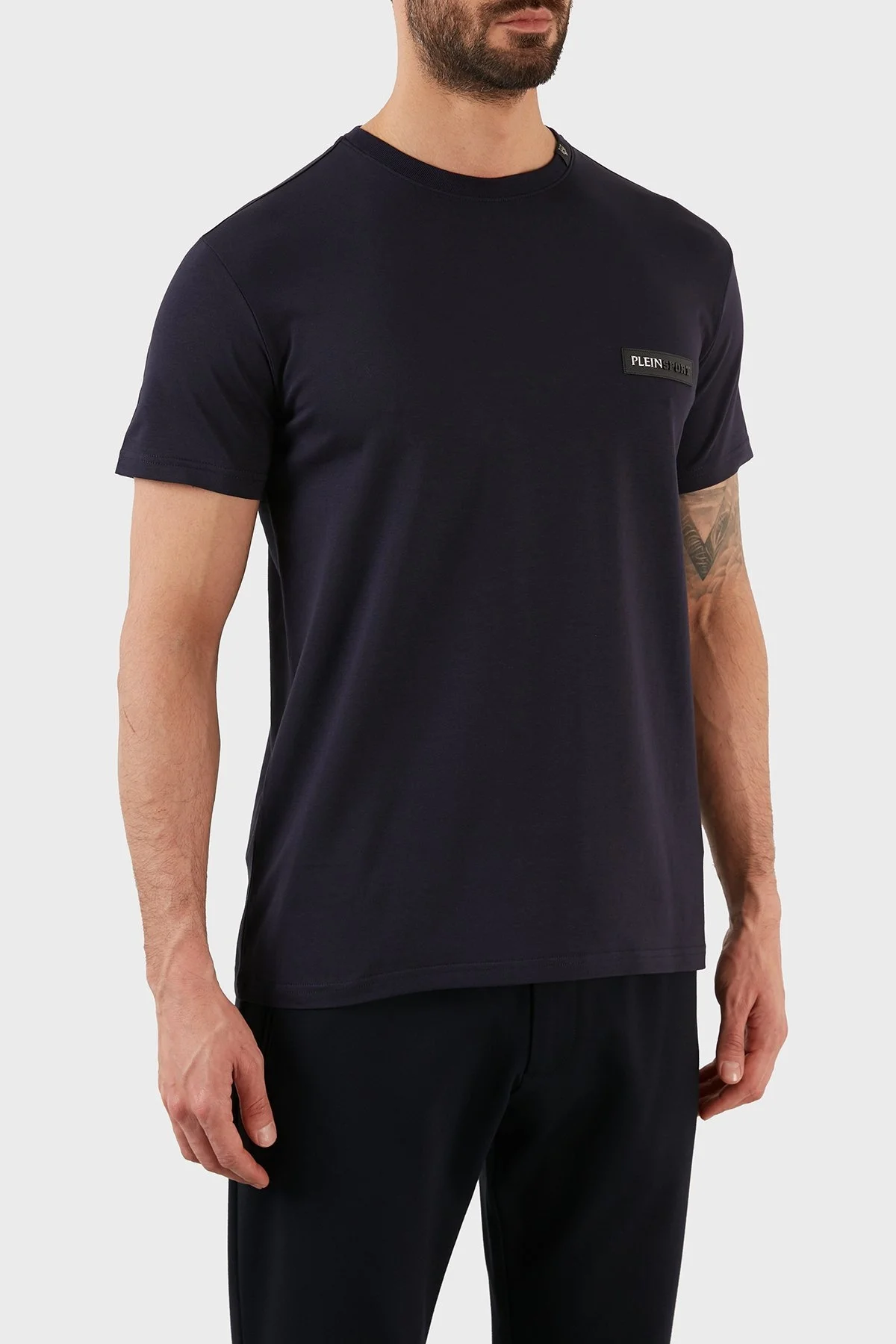 Plein Sport Logolu Bisiklet Yaka Pamuklu Erkek T Shirt TIPS126TN85 LACİVERT - 4