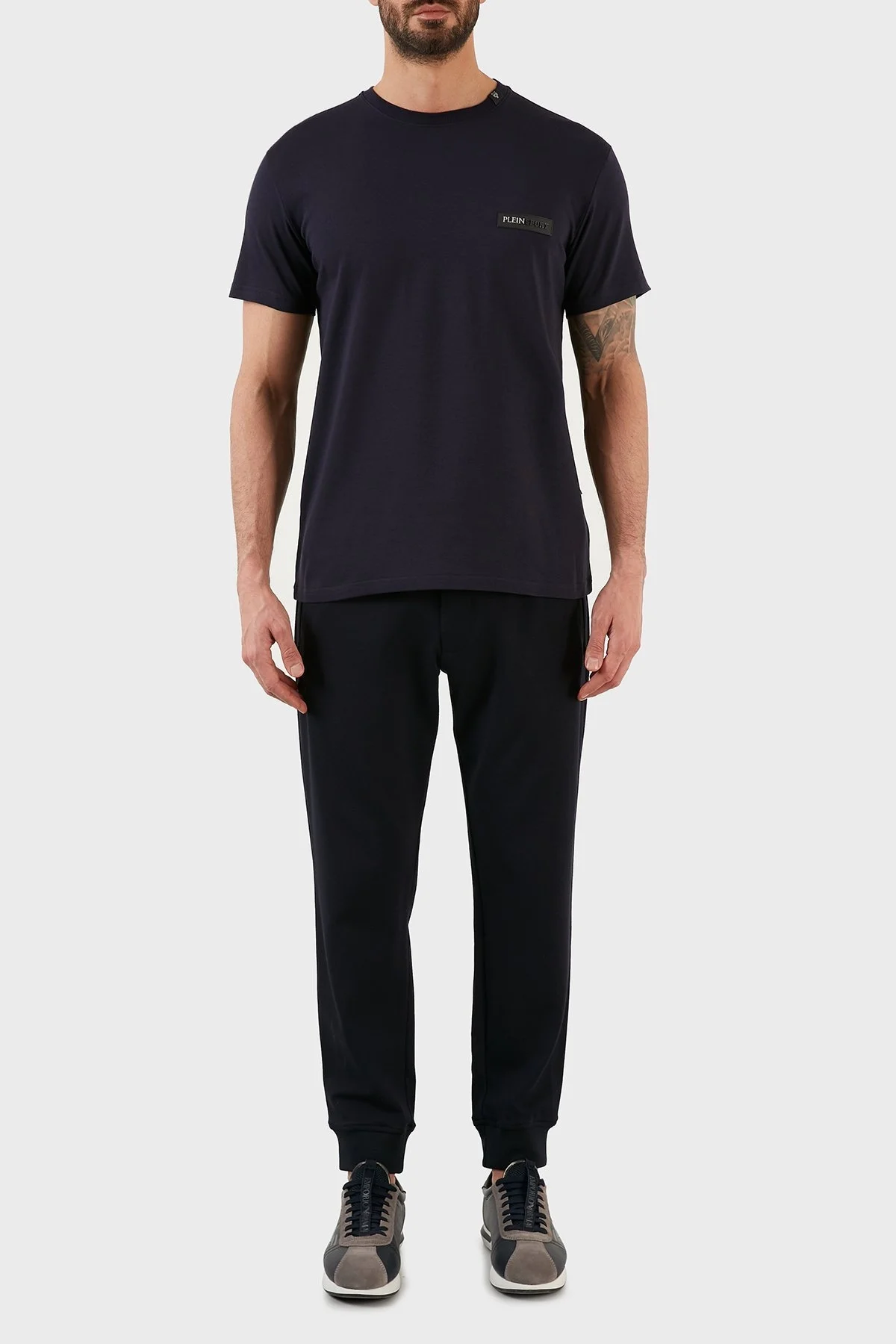 Plein Sport Logolu Bisiklet Yaka Pamuklu Erkek T Shirt TIPS126TN85 LACİVERT - 5