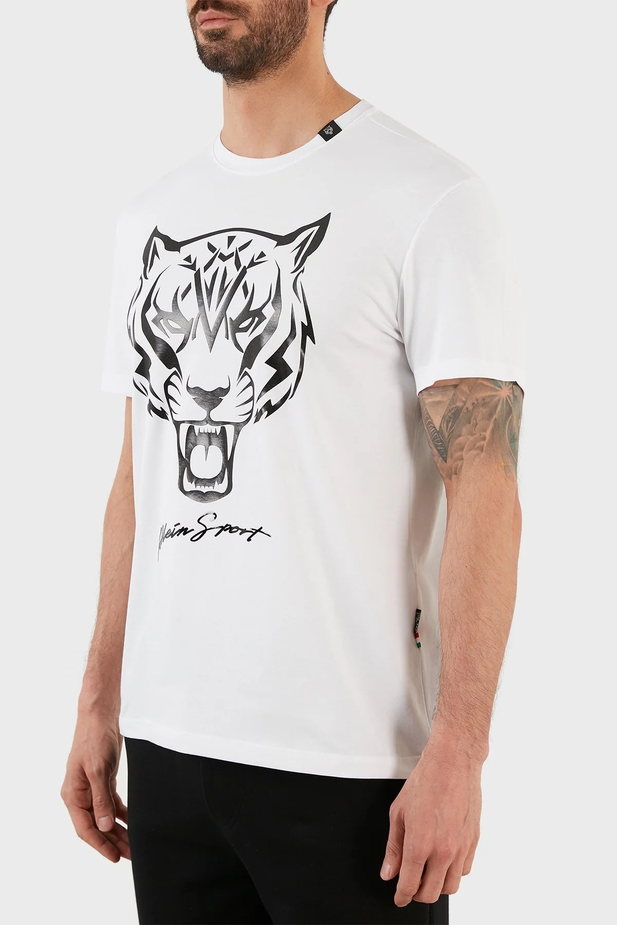 Plein Sport Logolu Bisiklet Yaka Pamuklu Erkek T Shirt TIPS127TN01 BEYAZ - 3