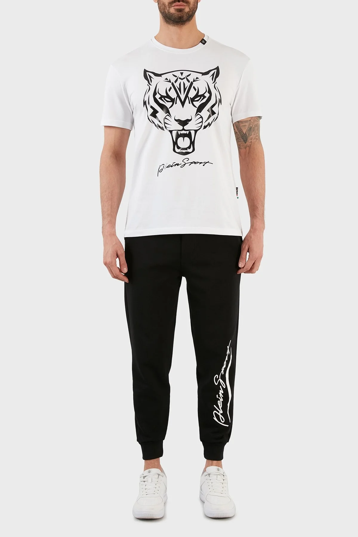 Plein Sport Logolu Bisiklet Yaka Pamuklu Erkek T Shirt TIPS127TN01 BEYAZ - 5