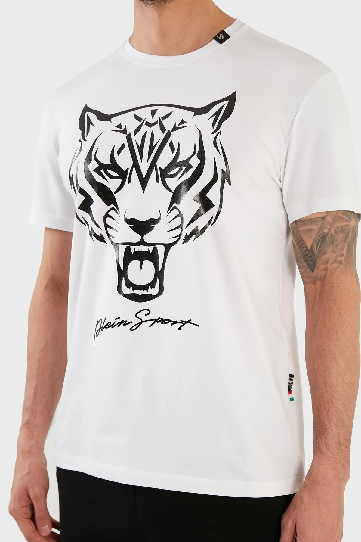 Plein Sport Logolu Bisiklet Yaka Pamuklu Erkek T Shirt TIPS127TN01 BEYAZ - 6