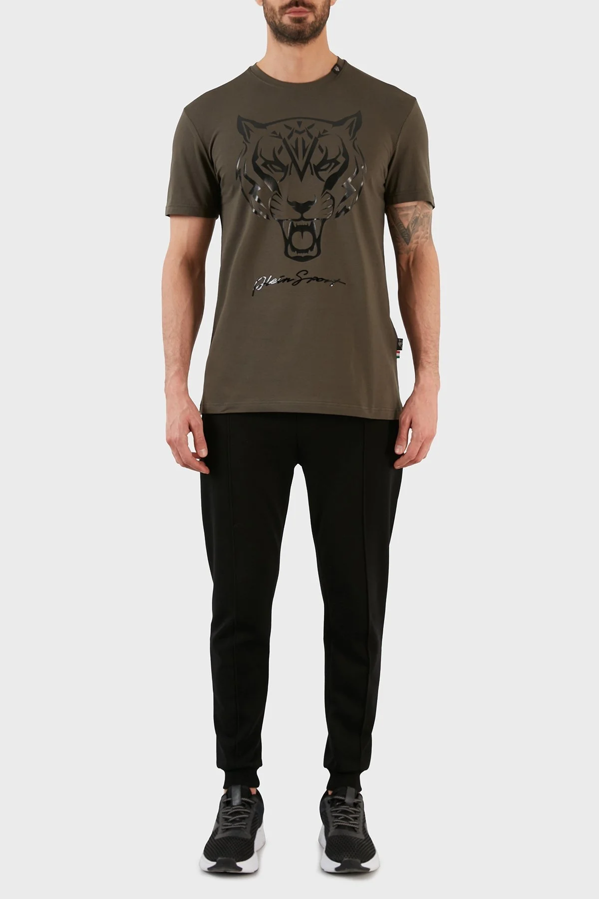 Plein Sport Logolu Bisiklet Yaka Pamuklu Erkek T Shirt TIPS127TN32 HAKİ - 5