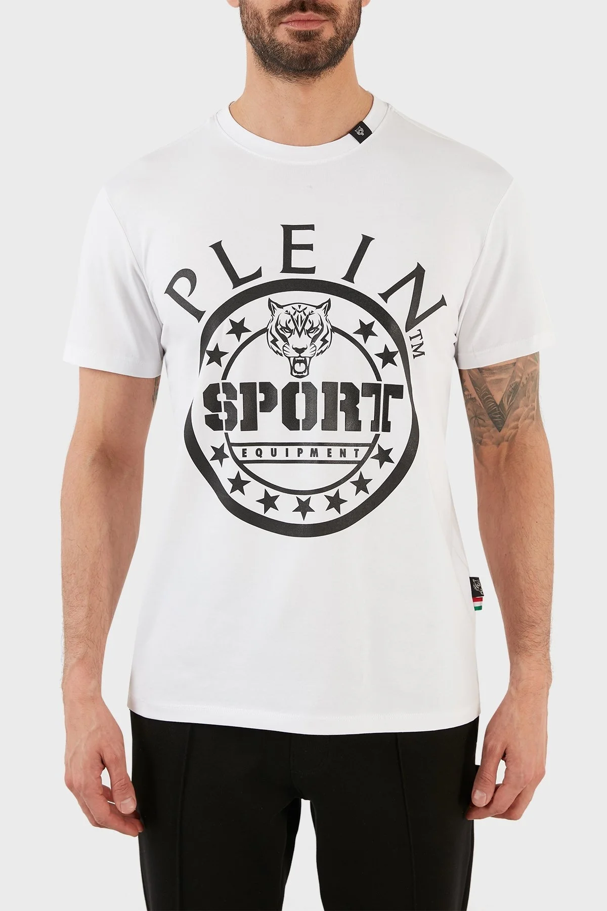Plein Sport Logolu Bisiklet Yaka Pamuklu Erkek T Shirt TIPS128IT01 BEYAZ - 1