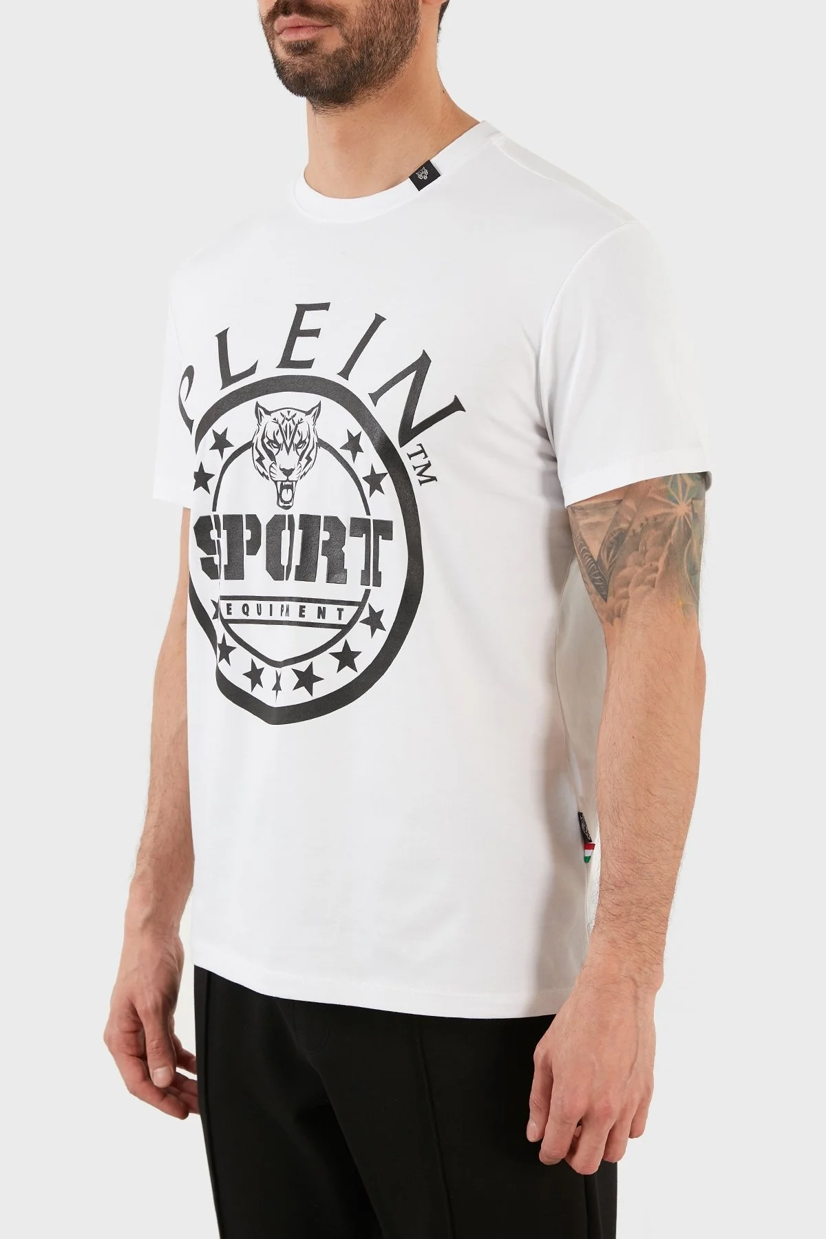 Plein Sport Logolu Bisiklet Yaka Pamuklu Erkek T Shirt TIPS128IT01 BEYAZ - 3