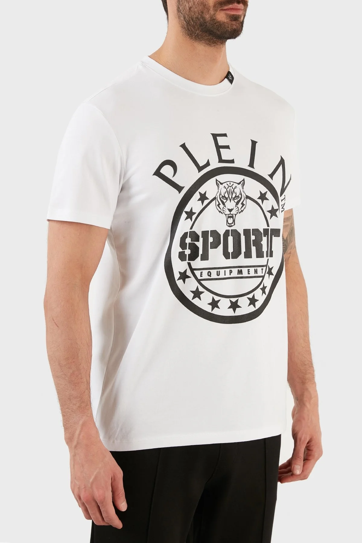 Plein Sport Logolu Bisiklet Yaka Pamuklu Erkek T Shirt TIPS128IT01 BEYAZ - 4