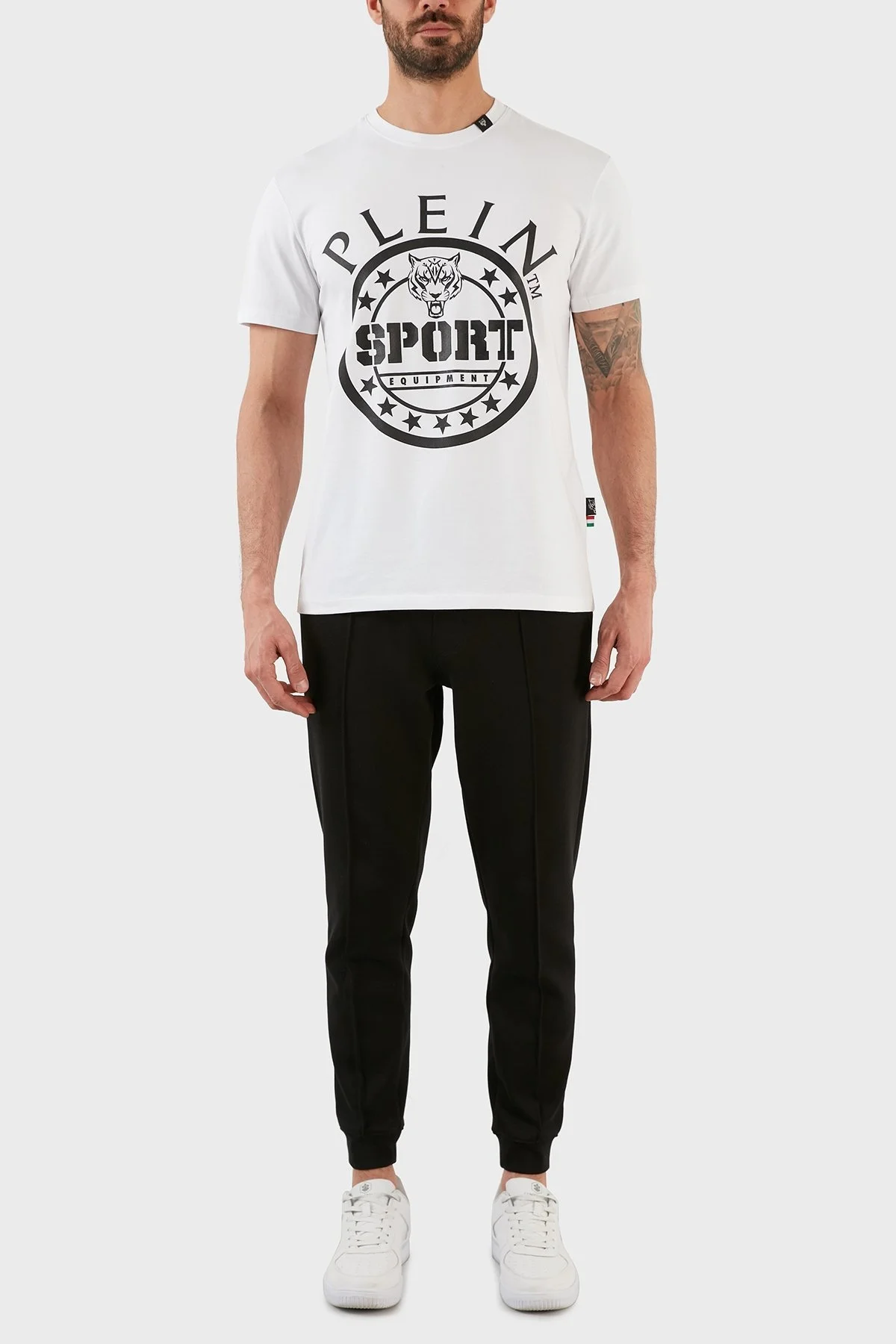 Plein Sport Logolu Bisiklet Yaka Pamuklu Erkek T Shirt TIPS128IT01 BEYAZ - 5