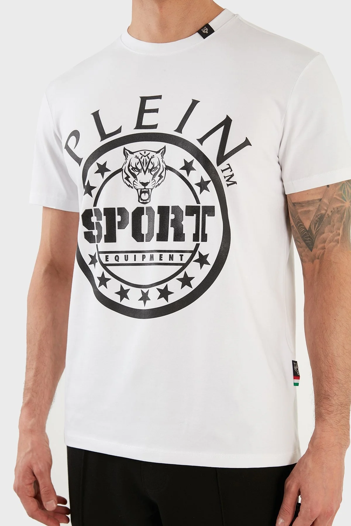 Plein Sport Logolu Bisiklet Yaka Pamuklu Erkek T Shirt TIPS128IT01 BEYAZ - 6