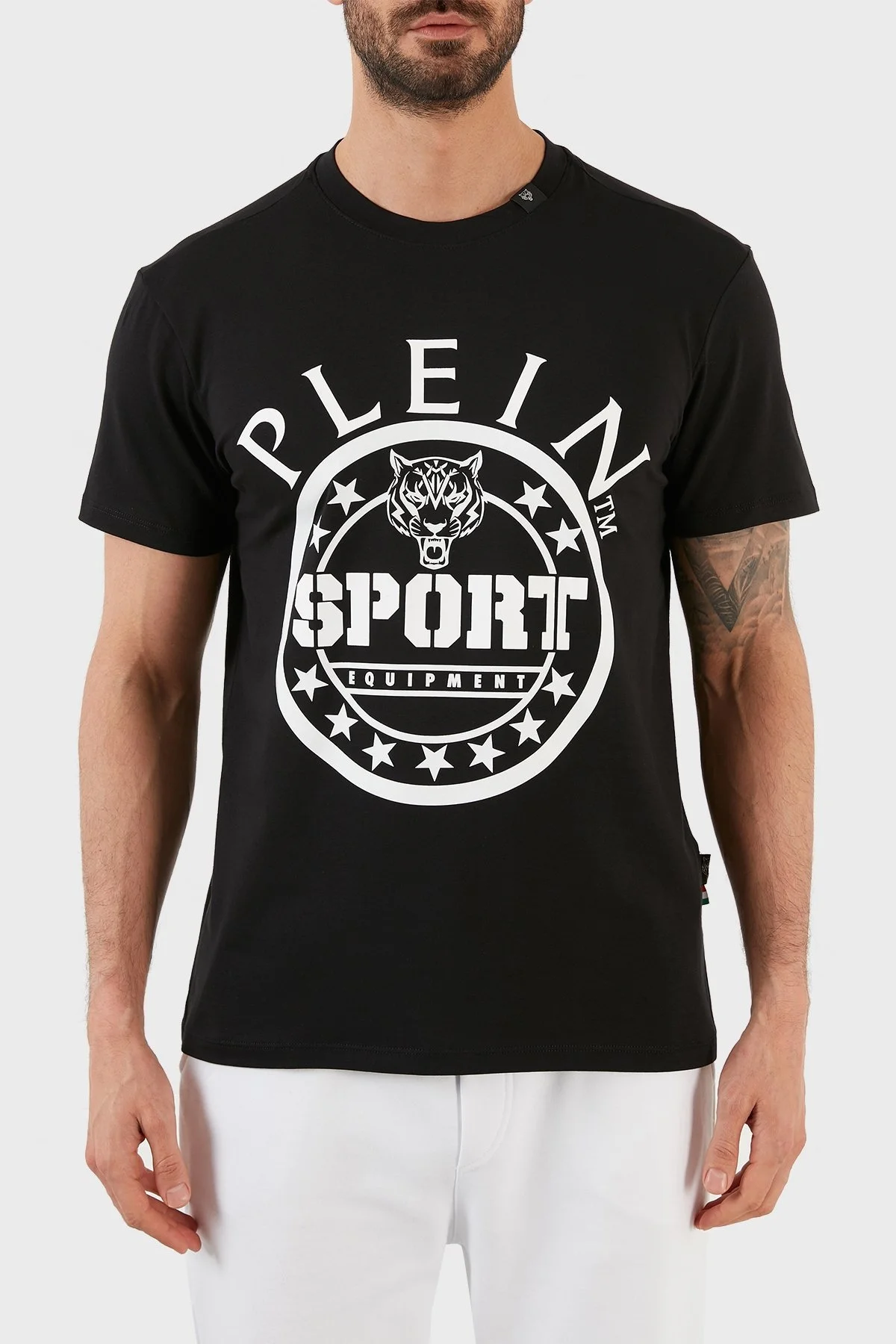 Plein Sport Logolu Bisiklet Yaka Pamuklu Erkek T Shirt TIPS128IT99 SİYAH - 1