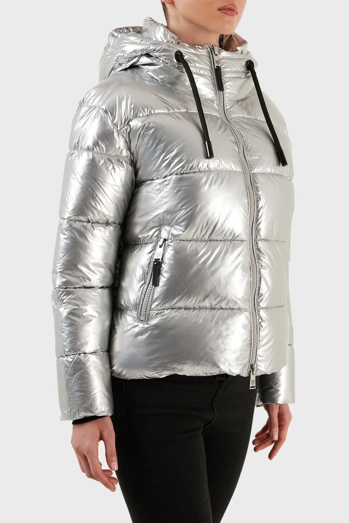 Plein Sport Logolu Kapüşonlu Yalıtımlı Regular Fit Bayan Mont DPPS20111 GÜMÜŞ - 3