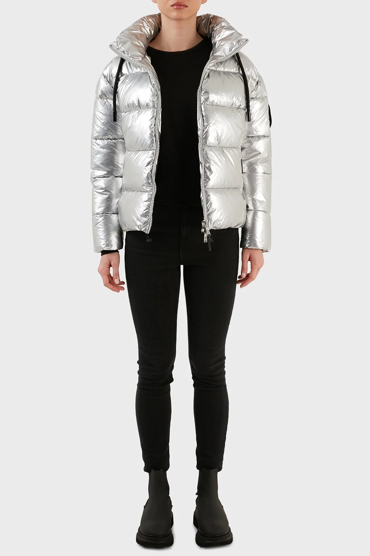 Plein Sport Logolu Kapüşonlu Yalıtımlı Regular Fit Bayan Mont DPPS20111 GÜMÜŞ - 5