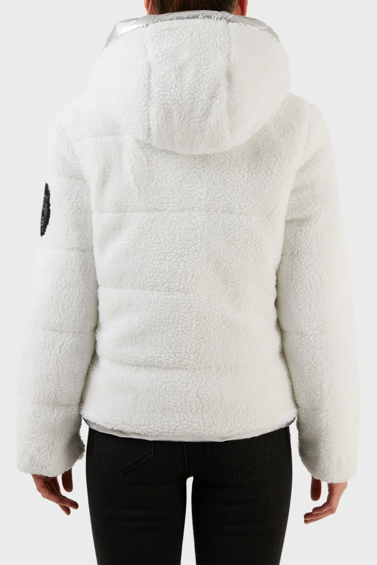 Plein Sport Logolu Çift Taraflı Kapüşonlu Bayan Mont DPPS20411 GÜMÜŞ - 6