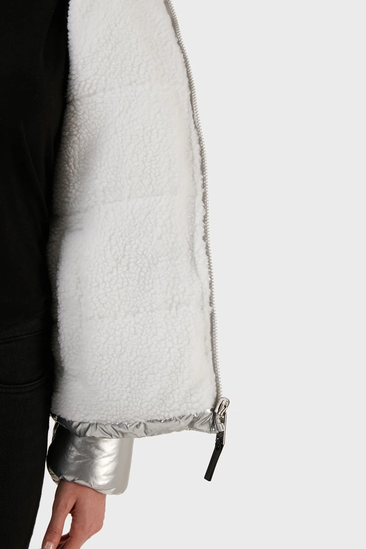 Plein Sport Logolu Çift Taraflı Kapüşonlu Bayan Mont DPPS20411 GÜMÜŞ - 8