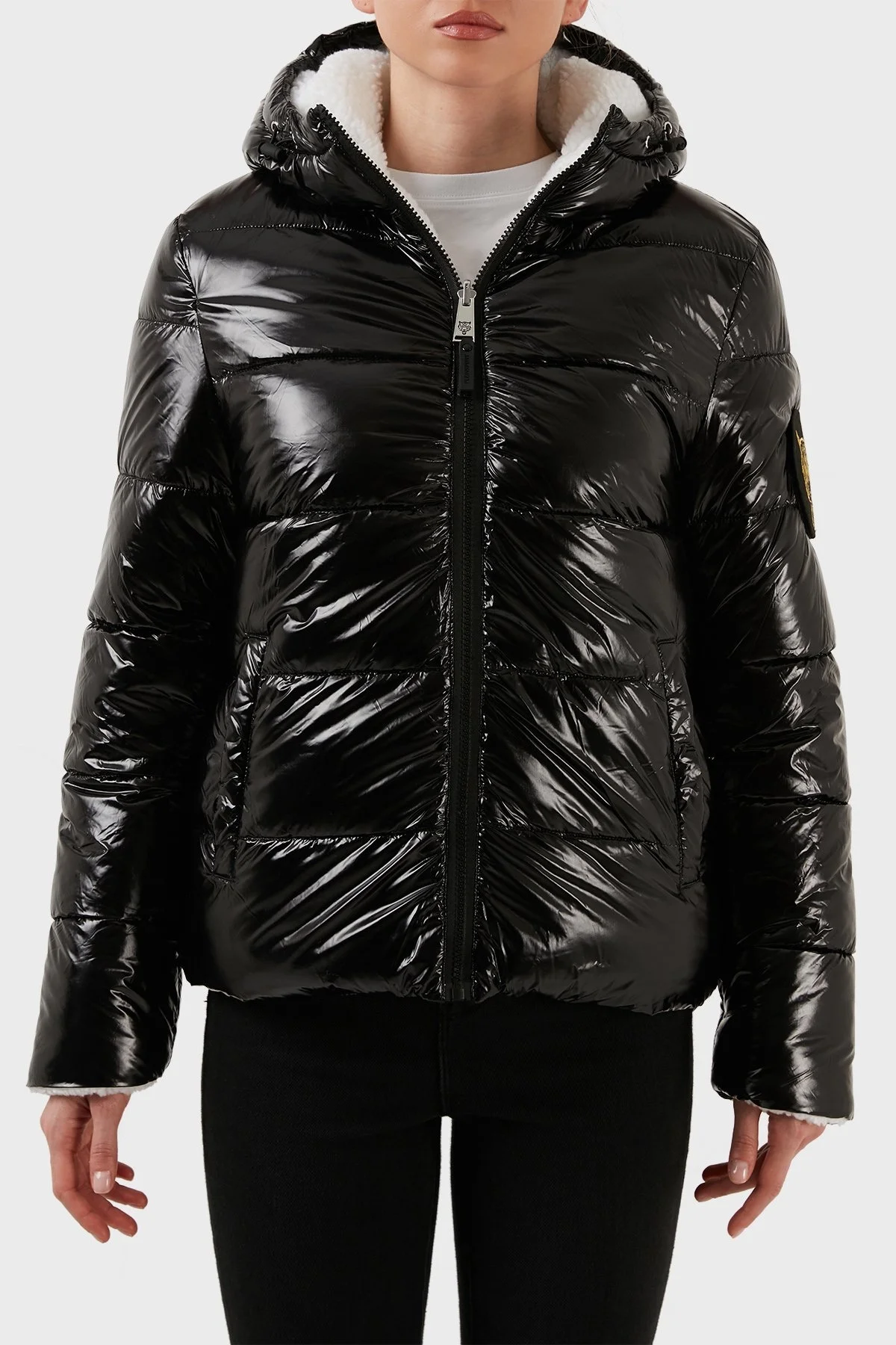 Plein Sport Logolu Çift Taraflı Kapüşonlu Bayan Mont DPPS20499 SİYAH - 1