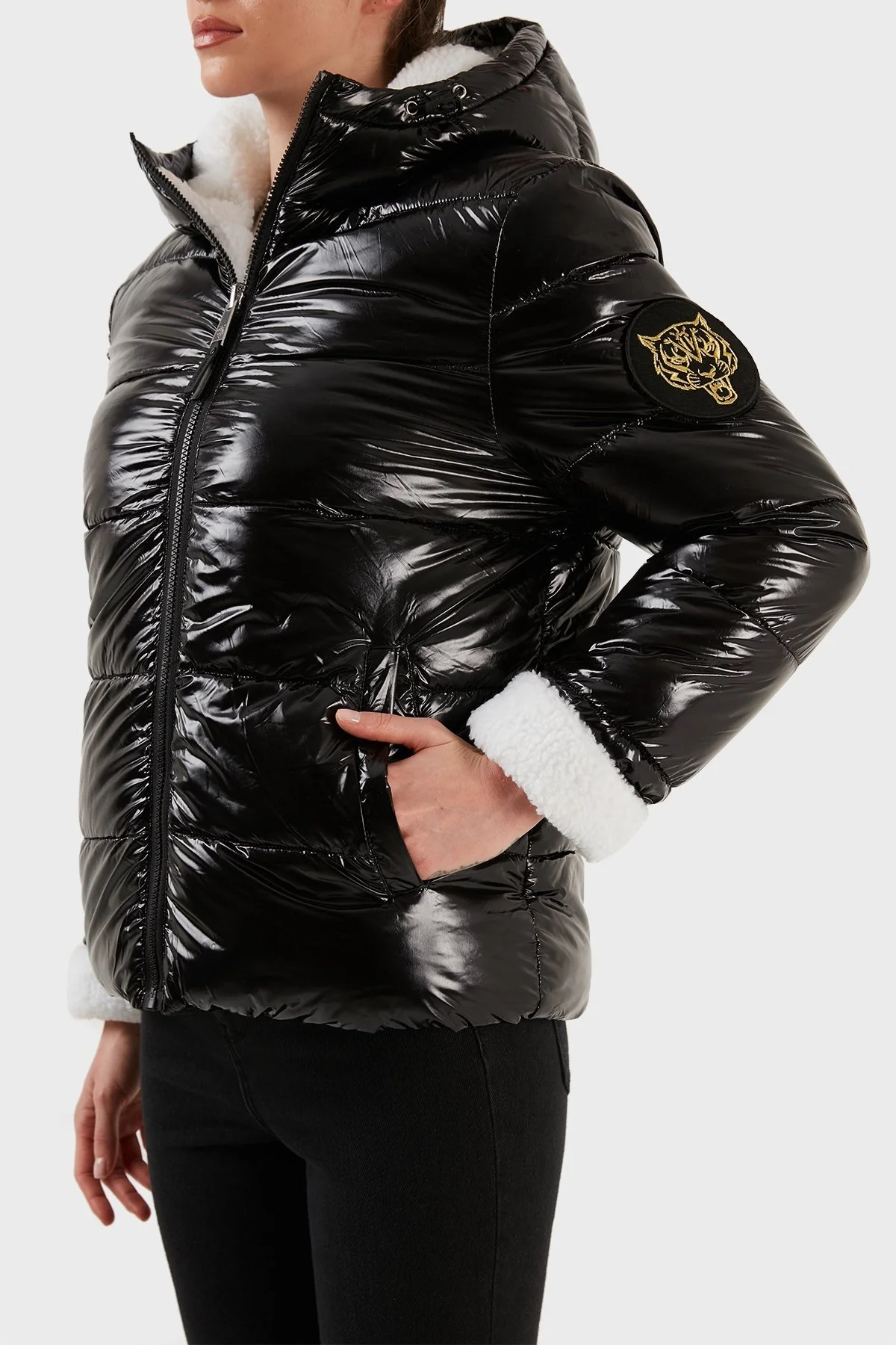 Plein Sport Logolu Çift Taraflı Kapüşonlu Bayan Mont DPPS20499 SİYAH - 2