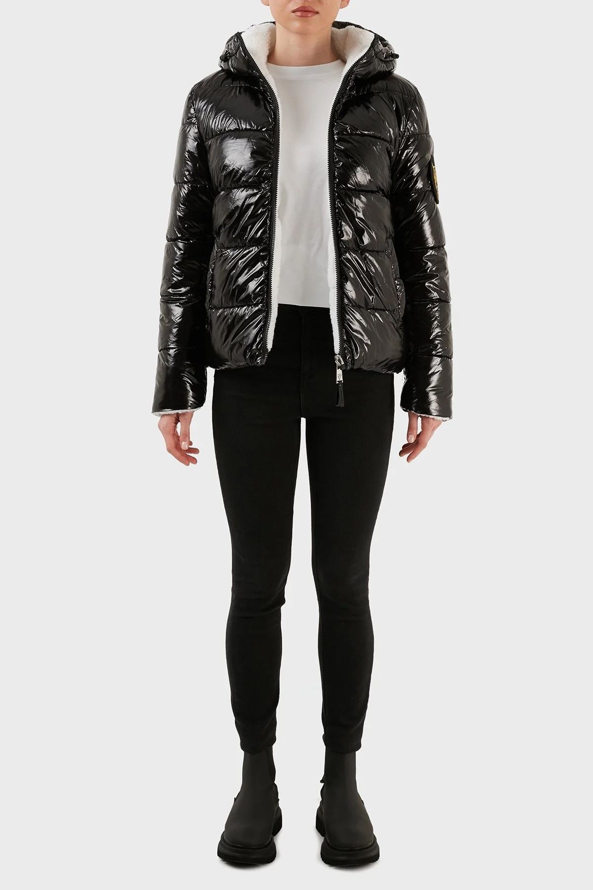 Plein Sport Logolu Çift Taraflı Kapüşonlu Bayan Mont DPPS20499 SİYAH - 6