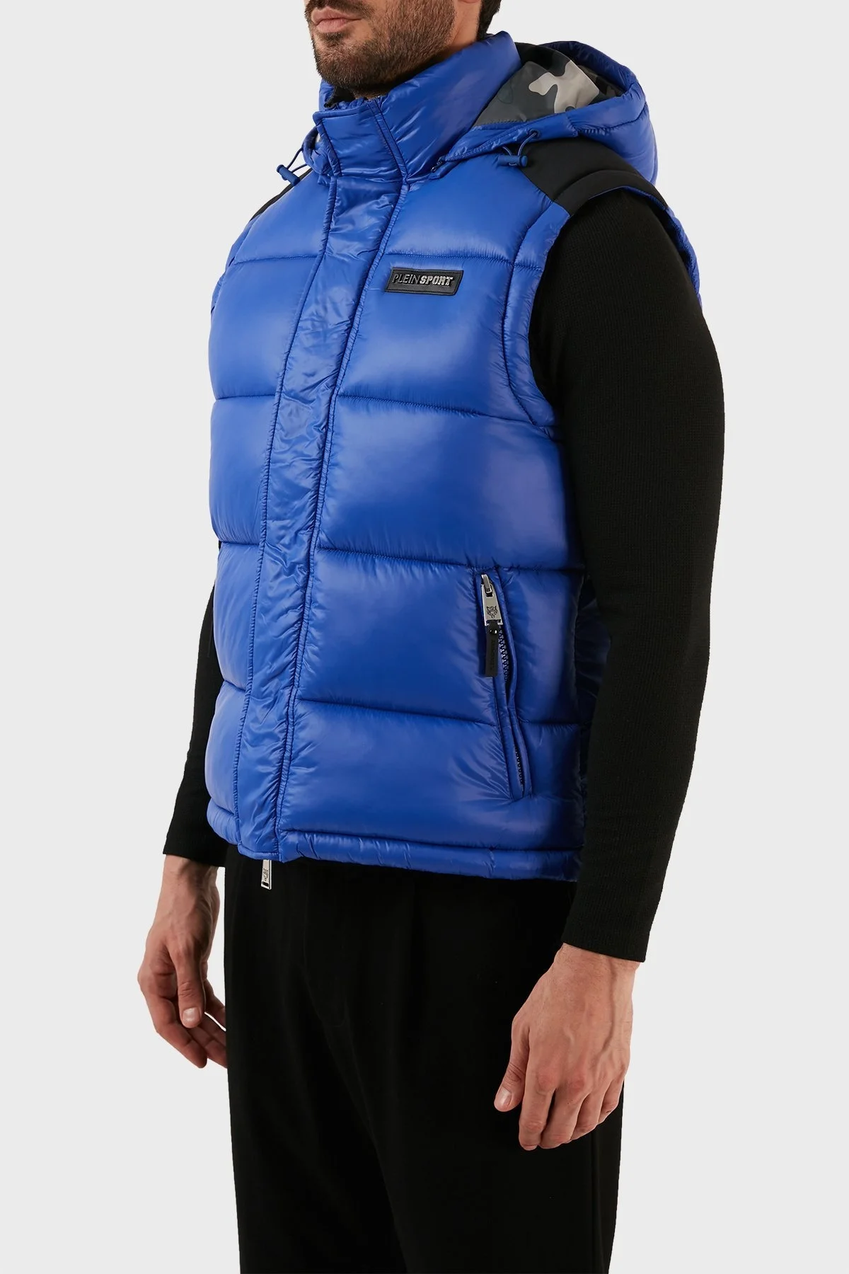 Plein Sport Logolu Çıkarılabilir Kapüşonlu Yalıtımlı Şişme Erkek Yelek UPPS10581 SAKS - 2