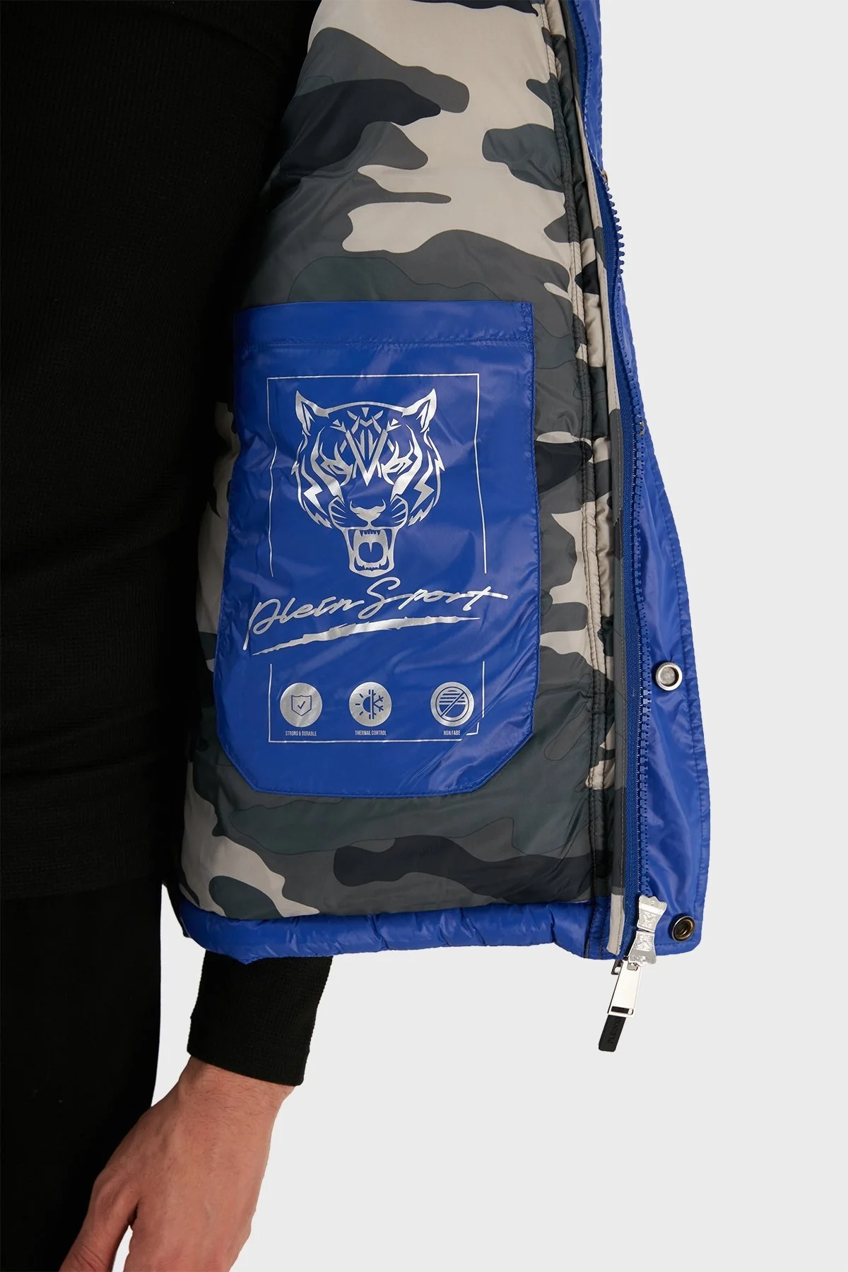 Plein Sport Logolu Çıkarılabilir Kapüşonlu Yalıtımlı Şişme Erkek Yelek UPPS10581 SAKS - 5