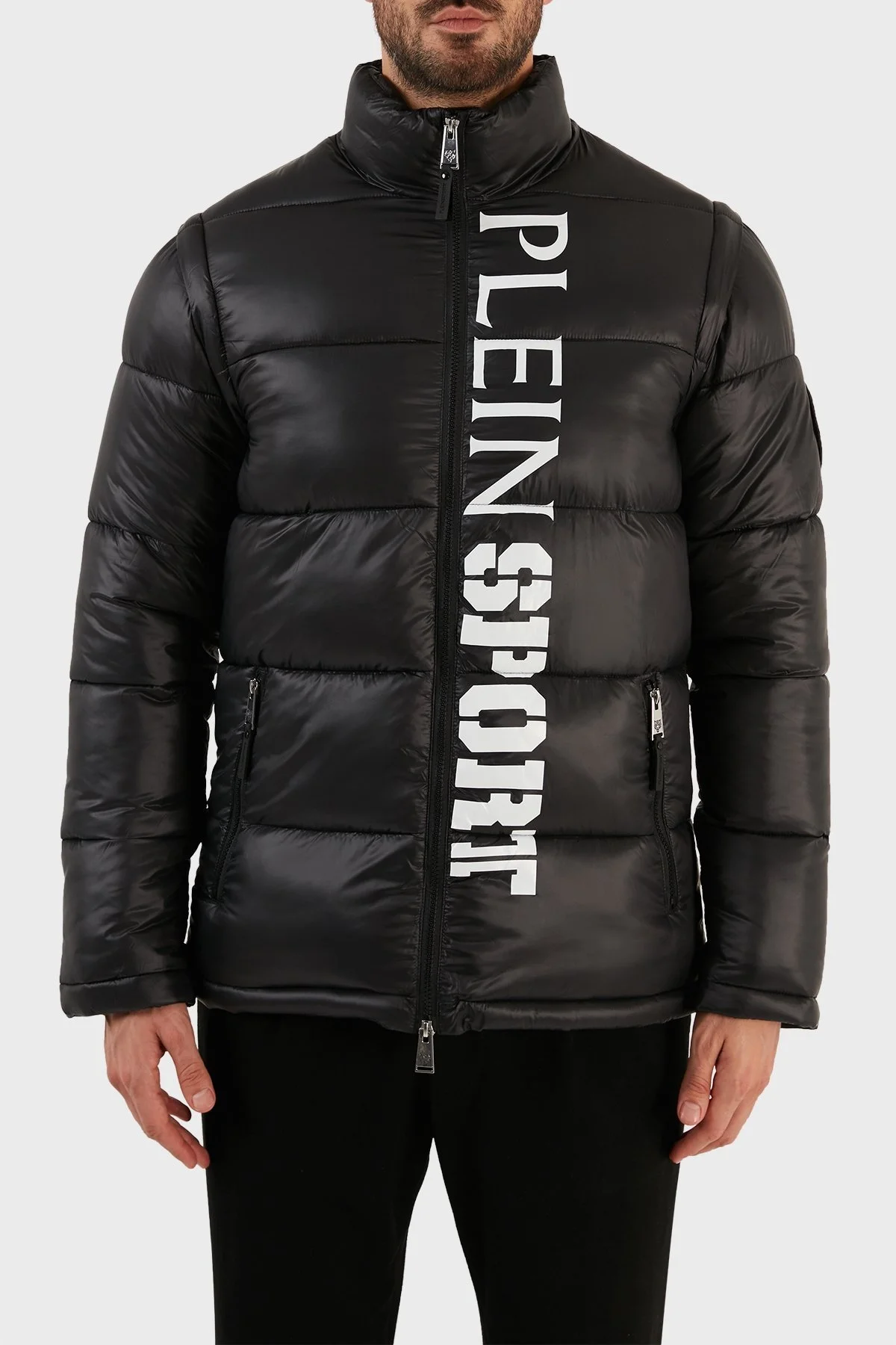 Plein Sport Logolu Çıkarılabilir Kol Detaylı Yalıtımlı Dik Yaka Erkek Mont UPPS10799 SİYAH - 1