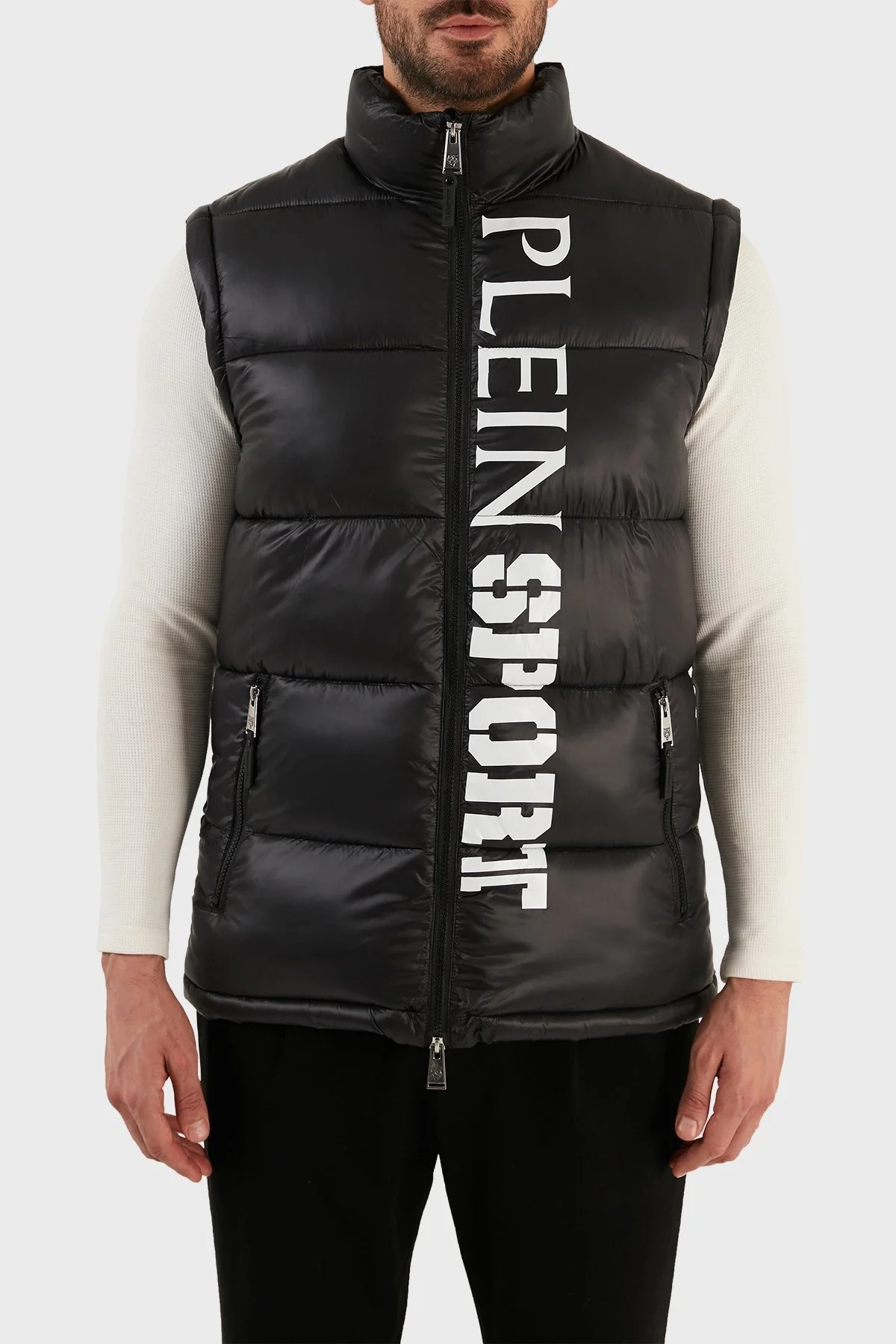 Plein Sport Logolu Çıkarılabilir Kol Detaylı Yalıtımlı Dik Yaka Erkek Mont UPPS10799 SİYAH - 4