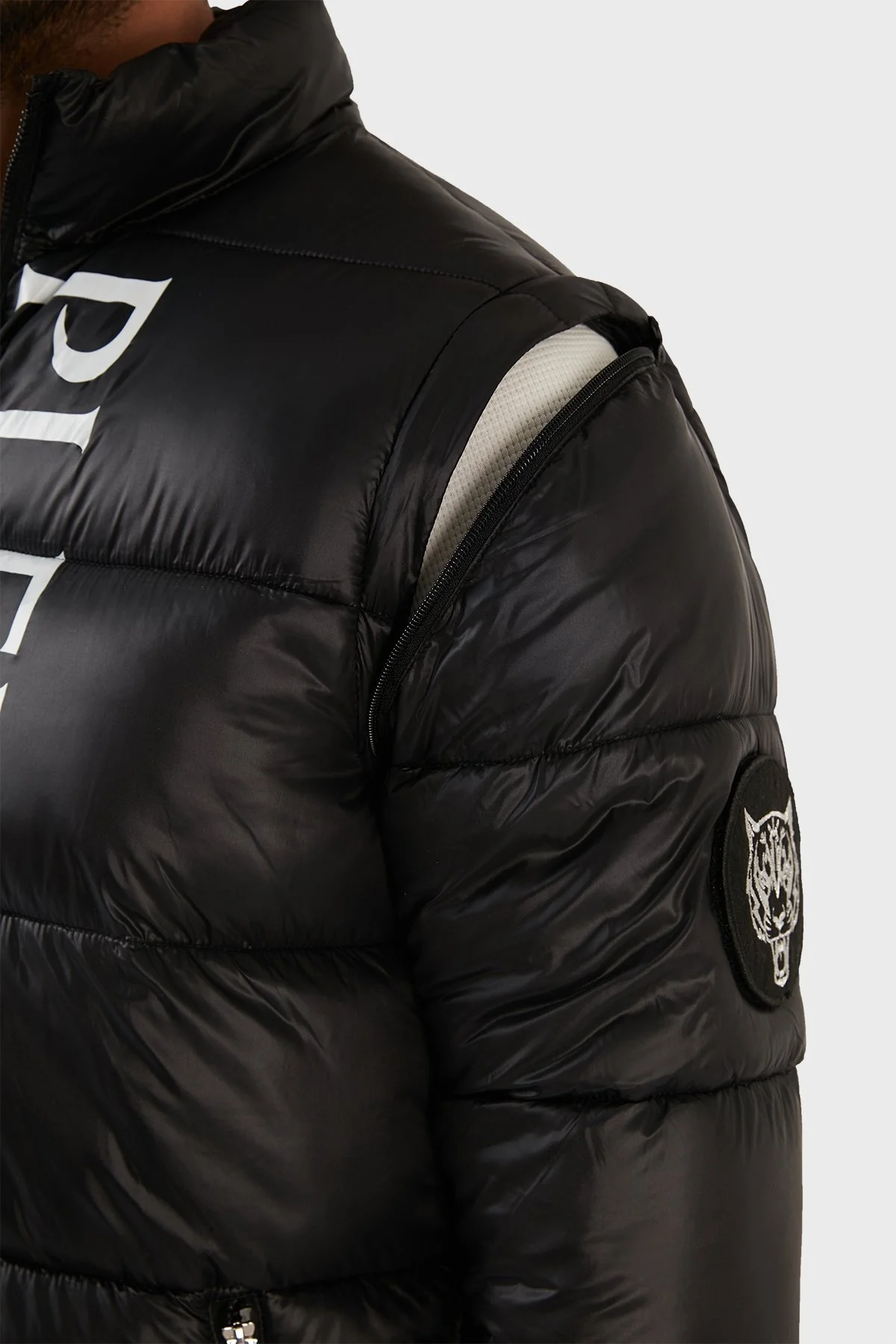 Plein Sport Logolu Çıkarılabilir Kol Detaylı Yalıtımlı Dik Yaka Erkek Mont UPPS10799 SİYAH - 5