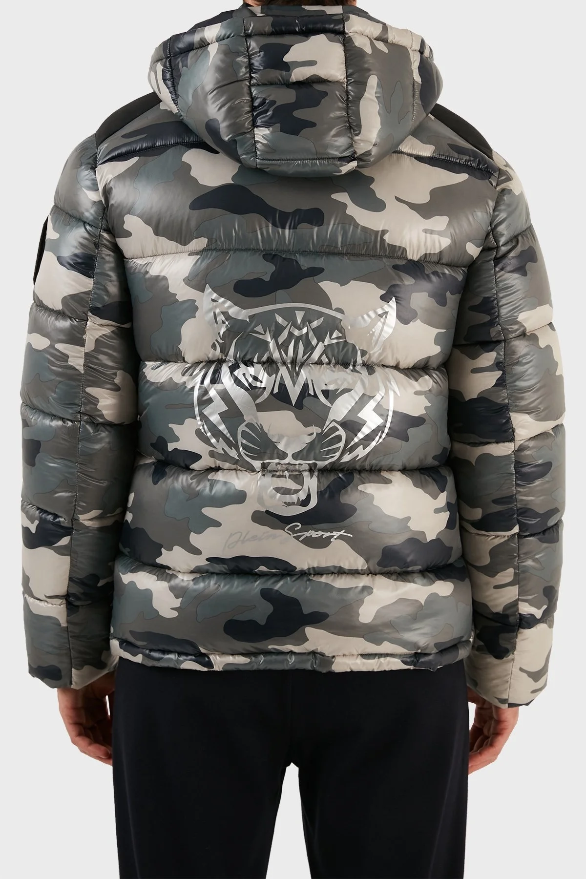 Plein Sport Logolu Kamuflaj Desenli Yalıtımlı Çıkarılabilir Kapüşonlu Erkek Mont UPPS10232 HAKİ - 7