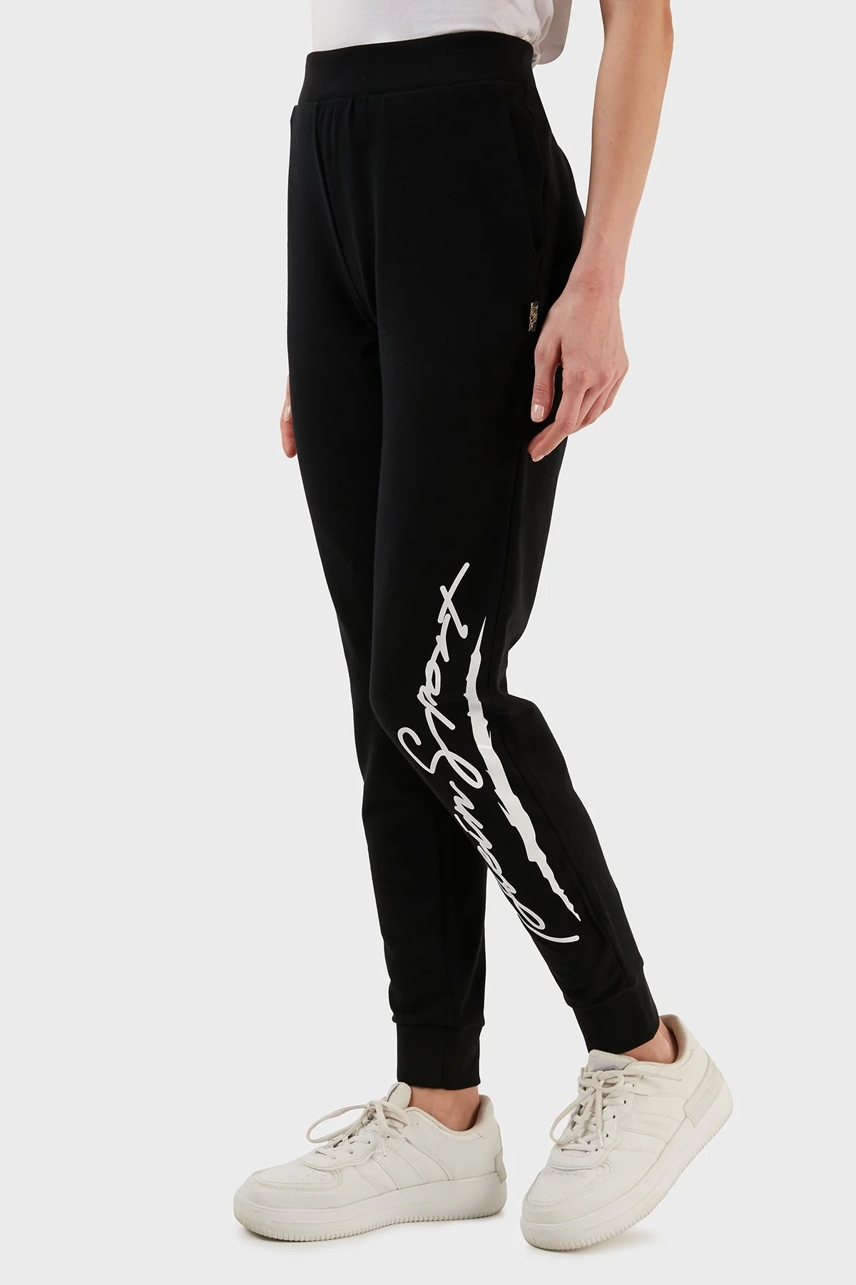 Plein Sport Logolu Kapüşonlu Fermuarlı Dar Kesim Pamuklu Bayan Eşofman Takımı DTKPS000681 SİYAH - 4