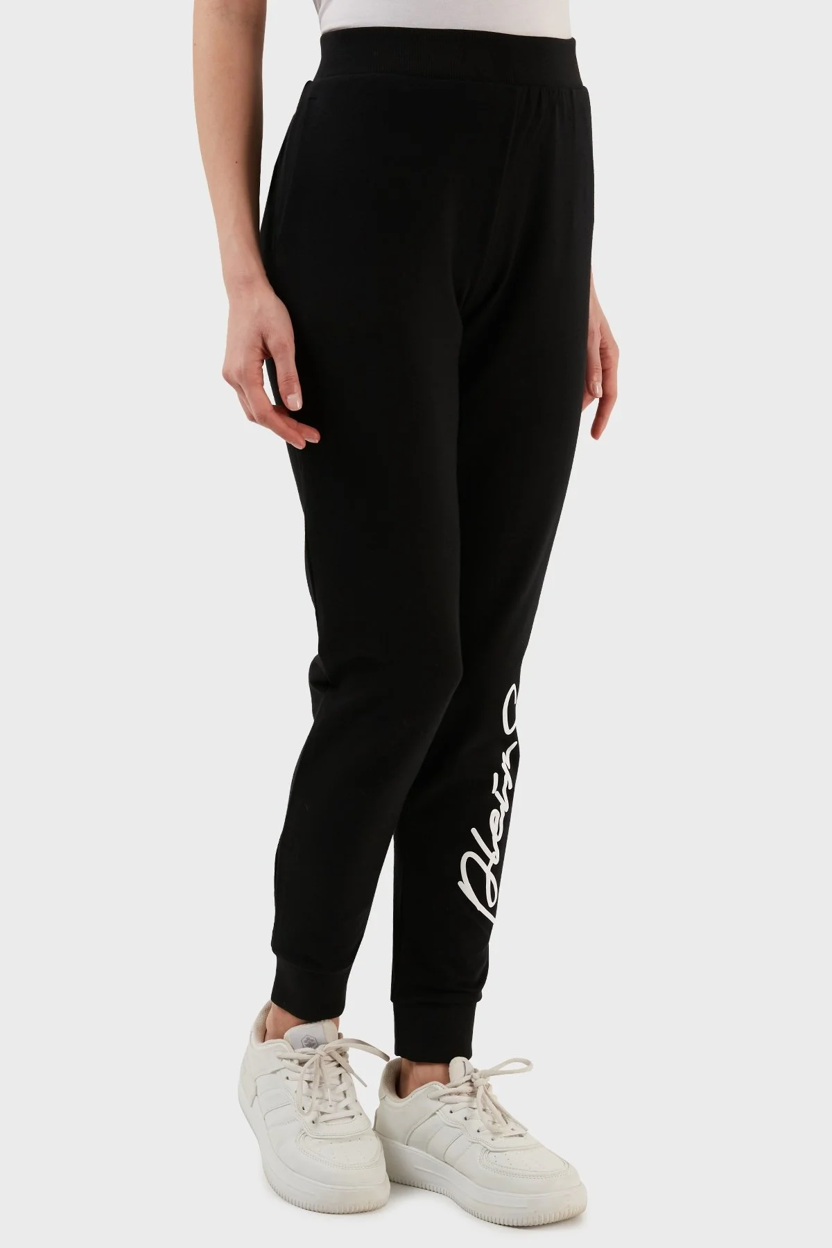 Plein Sport Logolu Kapüşonlu Fermuarlı Dar Kesim Pamuklu Bayan Eşofman Takımı DTKPS000681 SİYAH - 8