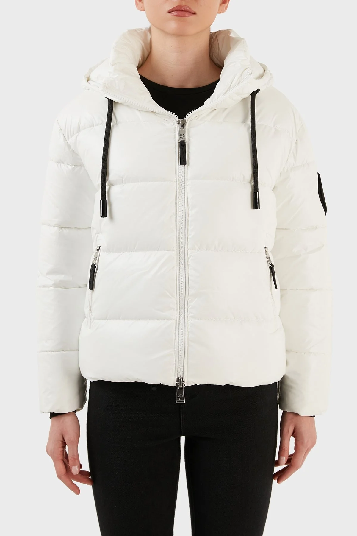 Plein Sport Logolu Kapüşonlu Yalıtımlı Regular Fit Bayan Mont DPPS20101 BEYAZ - 1