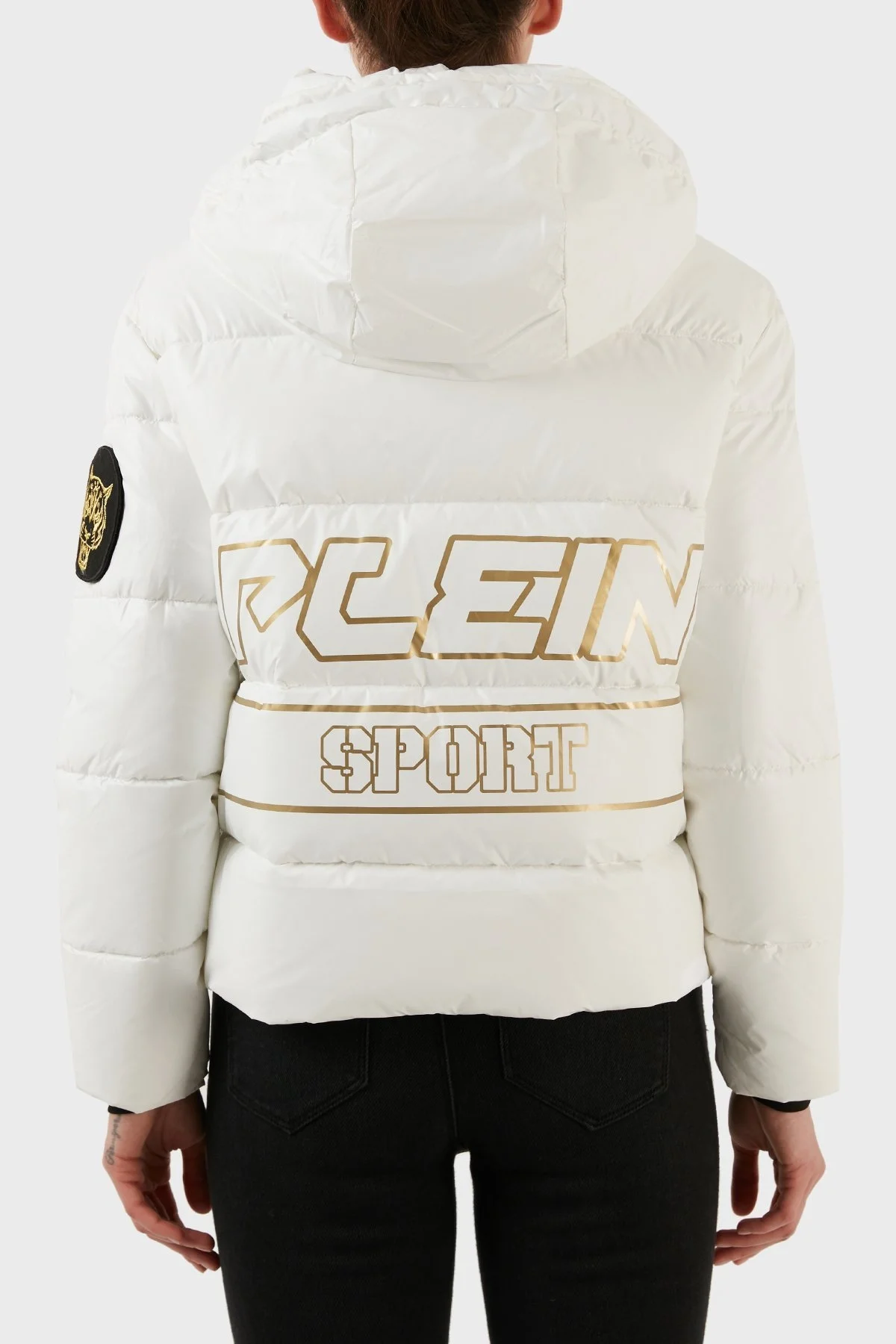 Plein Sport Logolu Kapüşonlu Yalıtımlı Regular Fit Bayan Mont DPPS20101 BEYAZ - 4