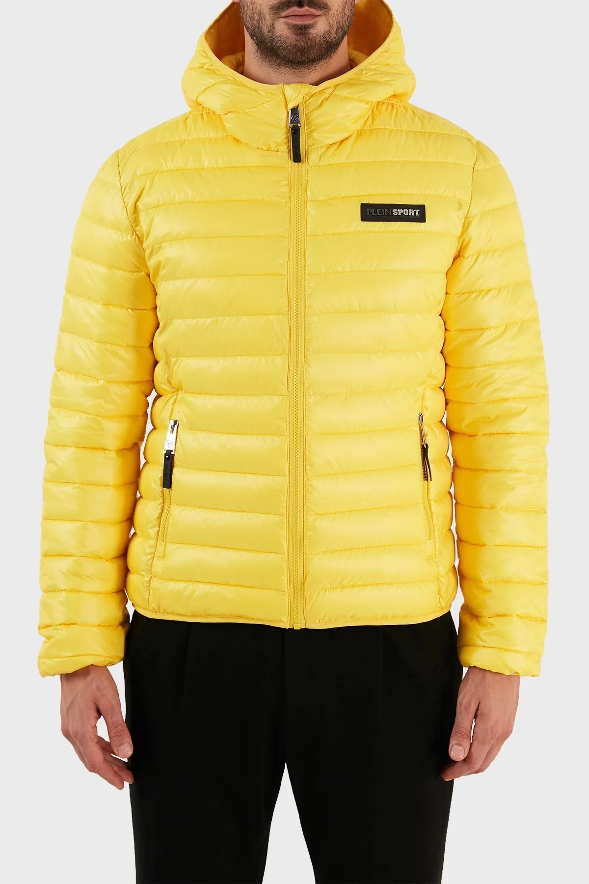 Plein Sport Logolu Kapüşonlu Yalıtımlı Şişme Erkek Mont UPPS10324 SARI - 1
