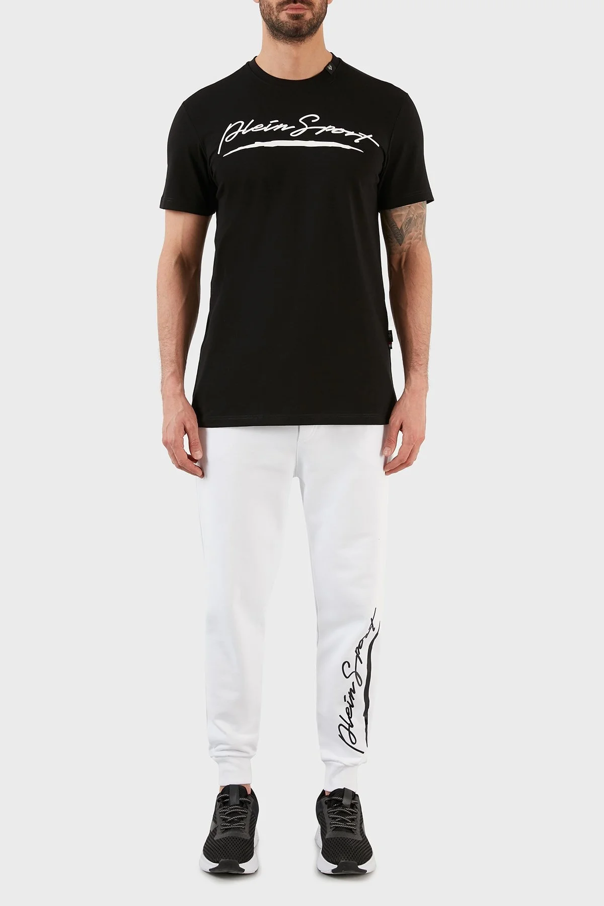 Plein Sport Logolu Pamuklu Belden Bağlamalı Cepli Jogger Erkek Pantolon PFPS50101 BEYAZ - 1