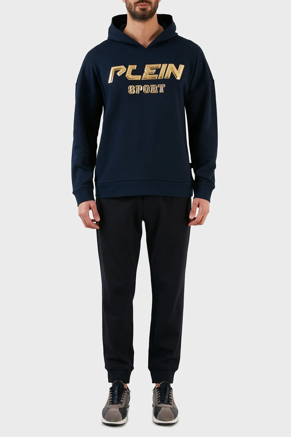 Plein Sport Logolu Regular Fit Kapüşonlu Pamuklu Erkek Sweat FIPS21585 LACİVERT - 11