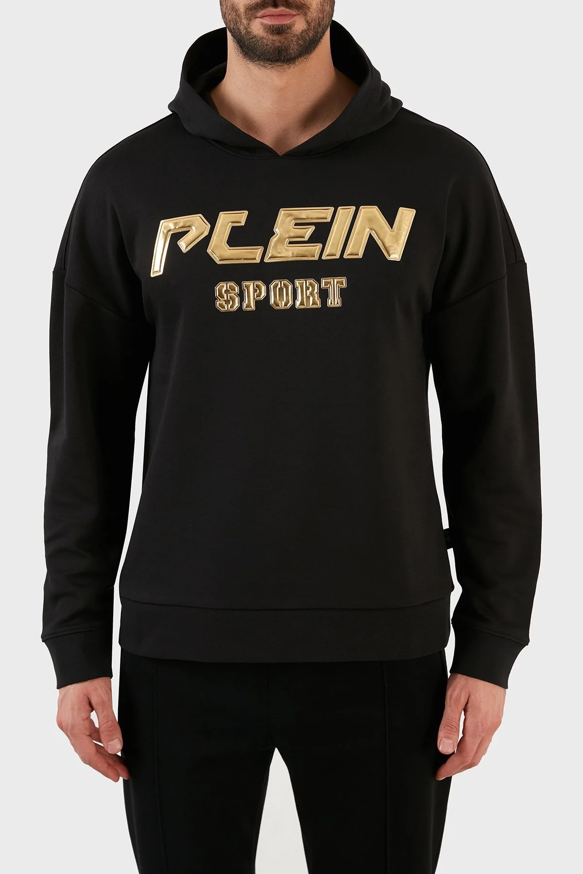Plein Sport Logolu Regular Fit Kapüşonlu Pamuklu Erkek Sweat FIPS21599 SİYAH - 1