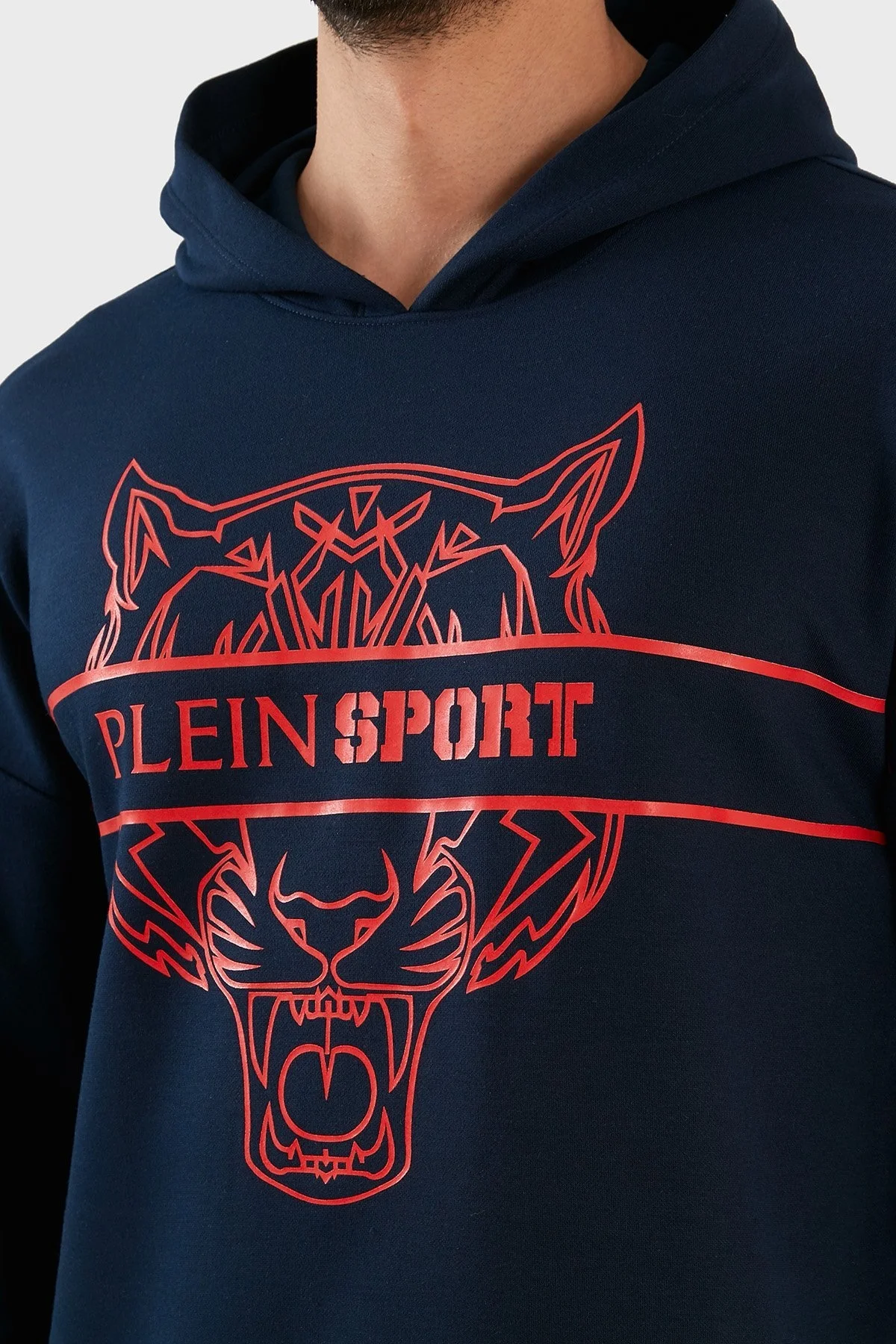 Plein Sport Logolu Regular Fit Kapüşonlu Pamuklu Erkek Sweat FIPS21885 LACİVERT - 6