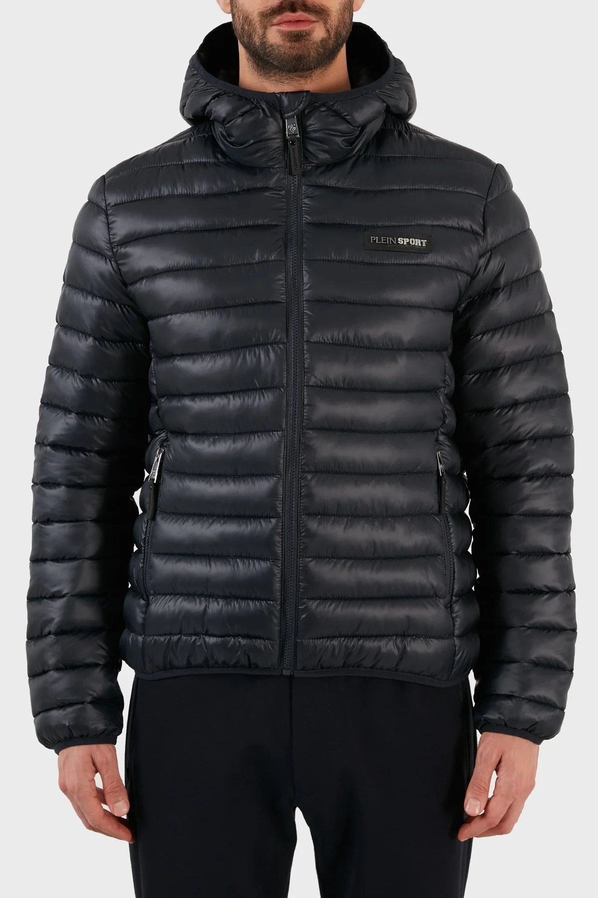 Plein Sport Logolu Yalıtımlı Kapüşonlu Şişme Erkek Mont UPPS10385 LACİVERT - 1