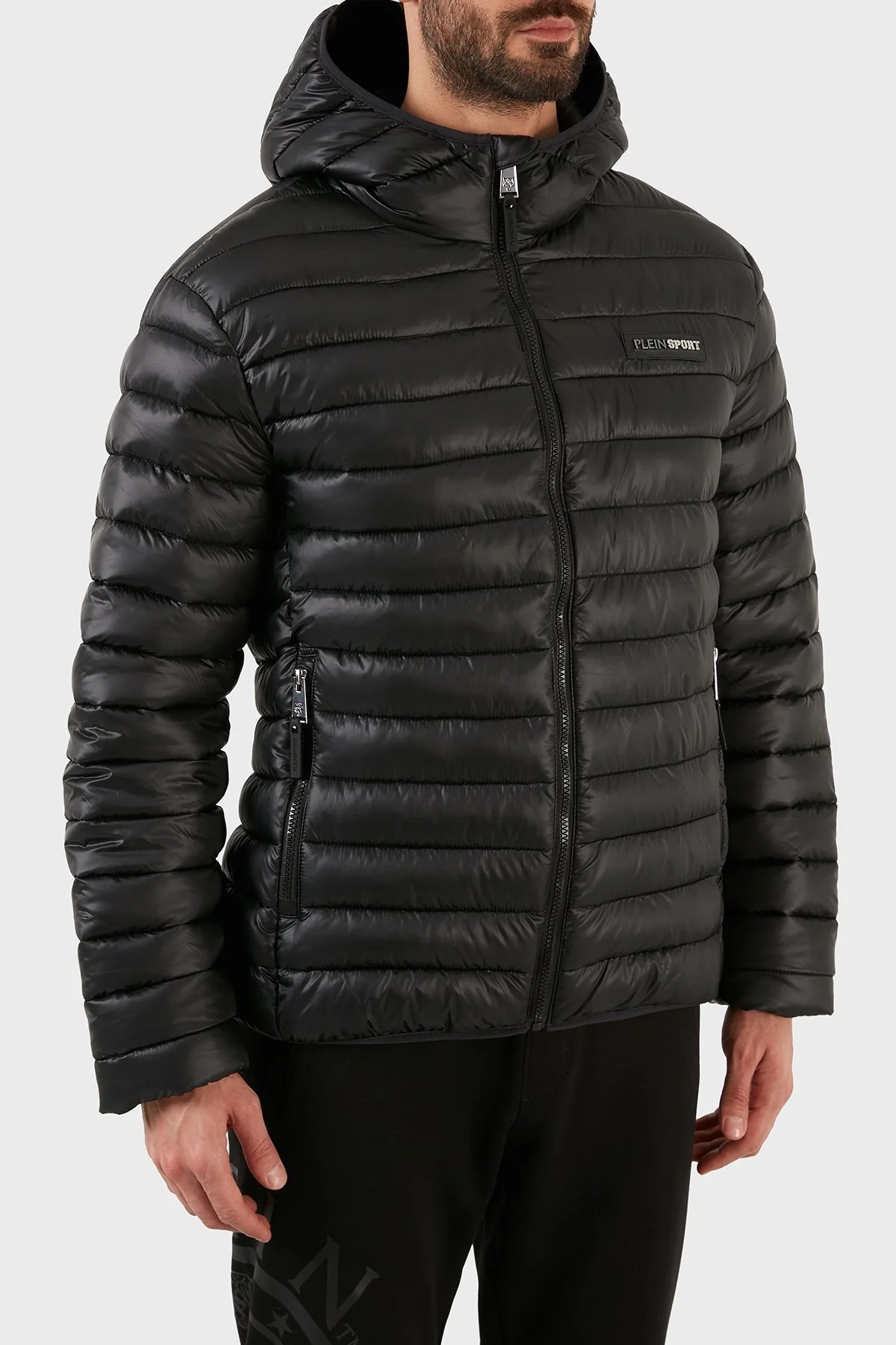 Plein Sport Logolu Yalıtımlı Kapüşonlu Şişme Erkek Mont UPPS10399 SİYAH - 4