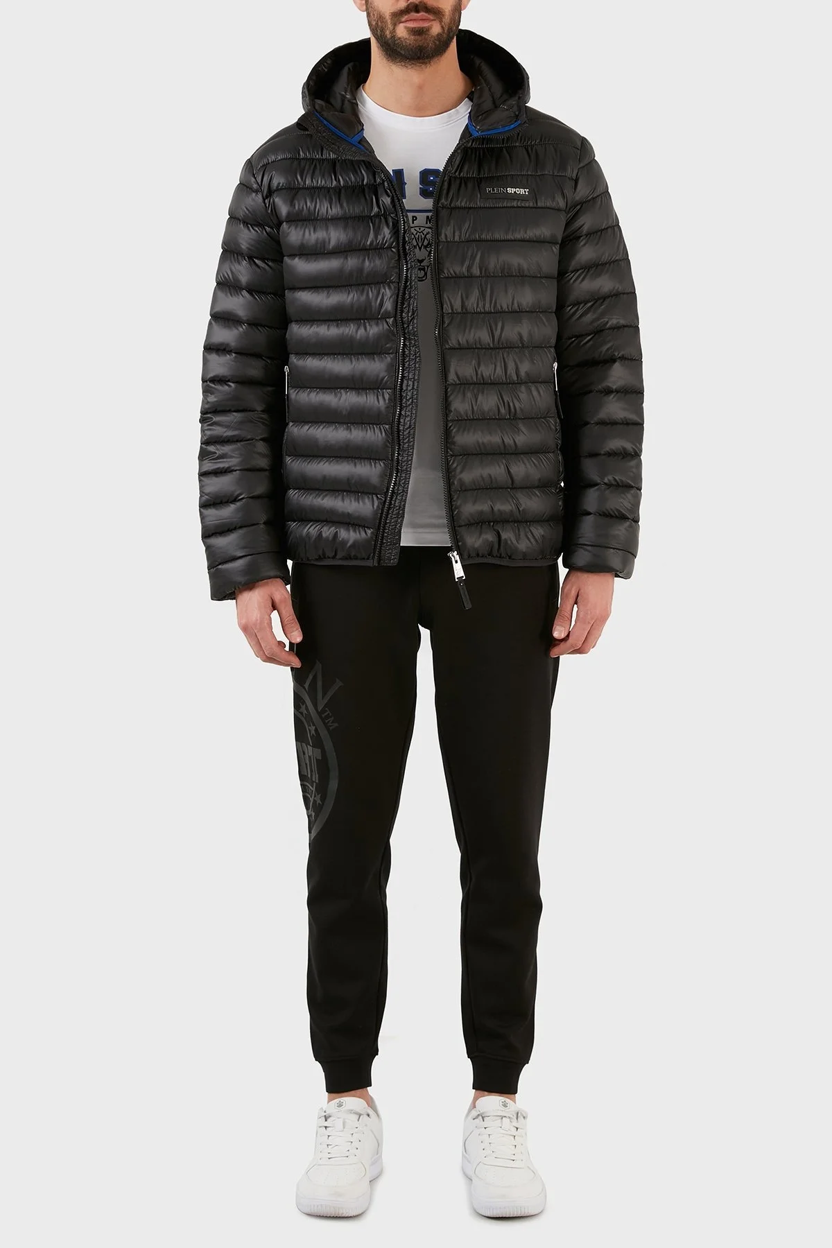 Plein Sport Logolu Yalıtımlı Kapüşonlu Şişme Erkek Mont UPPS10399 SİYAH - 6