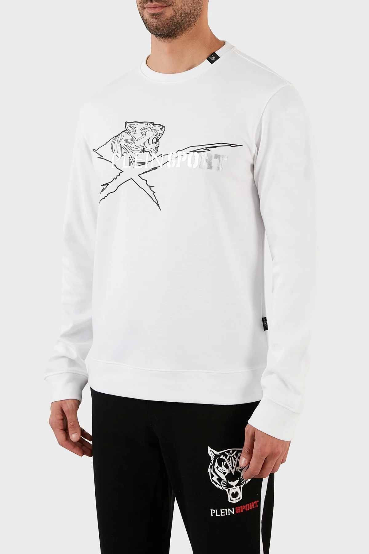 Plein Sport Pamuklu Baskılı Regular Fit Bisiklet Yaka Erkek Sweat FIPSG130501 BEYAZ - 2