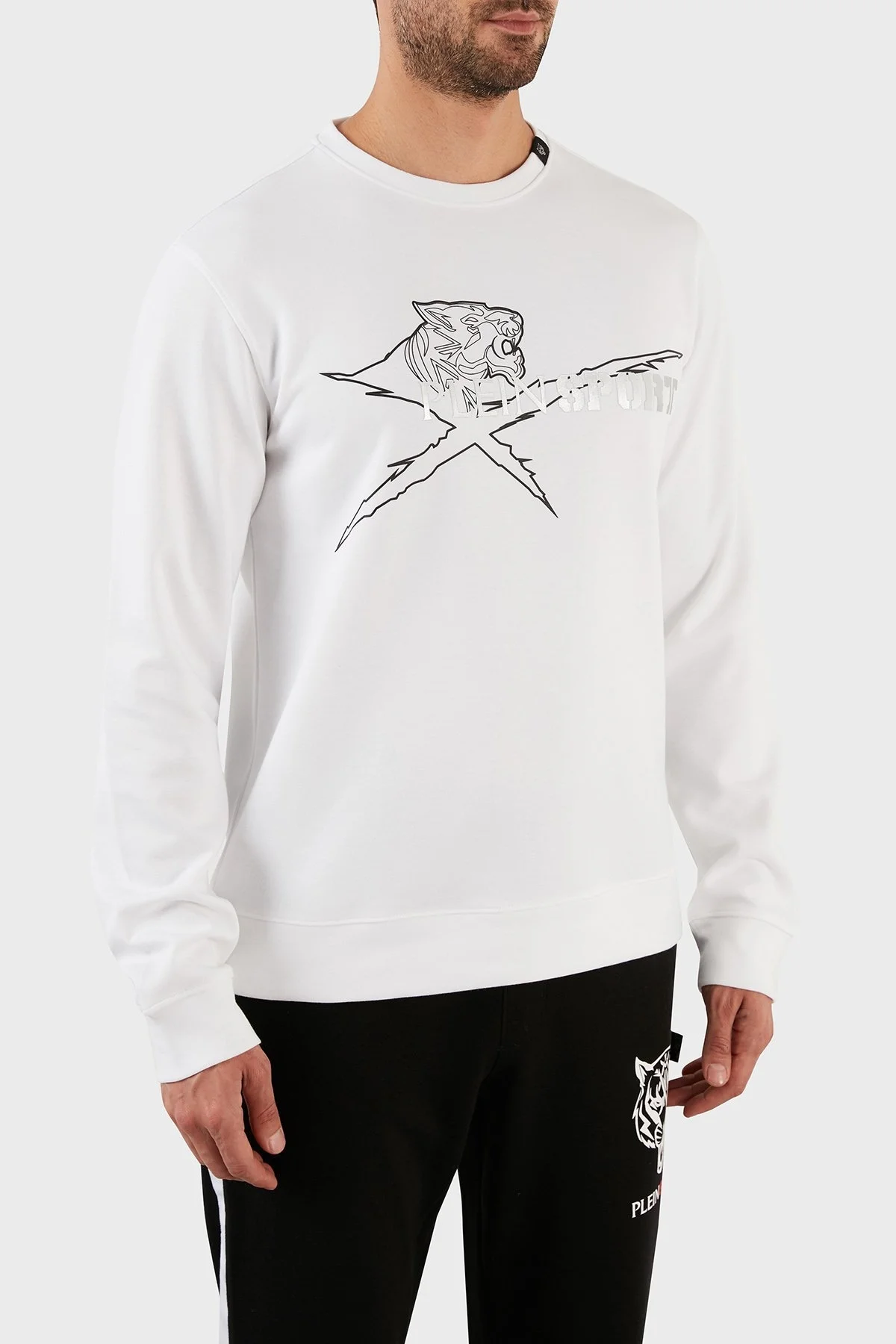 Plein Sport Pamuklu Baskılı Regular Fit Bisiklet Yaka Erkek Sweat FIPSG130501 BEYAZ - 3