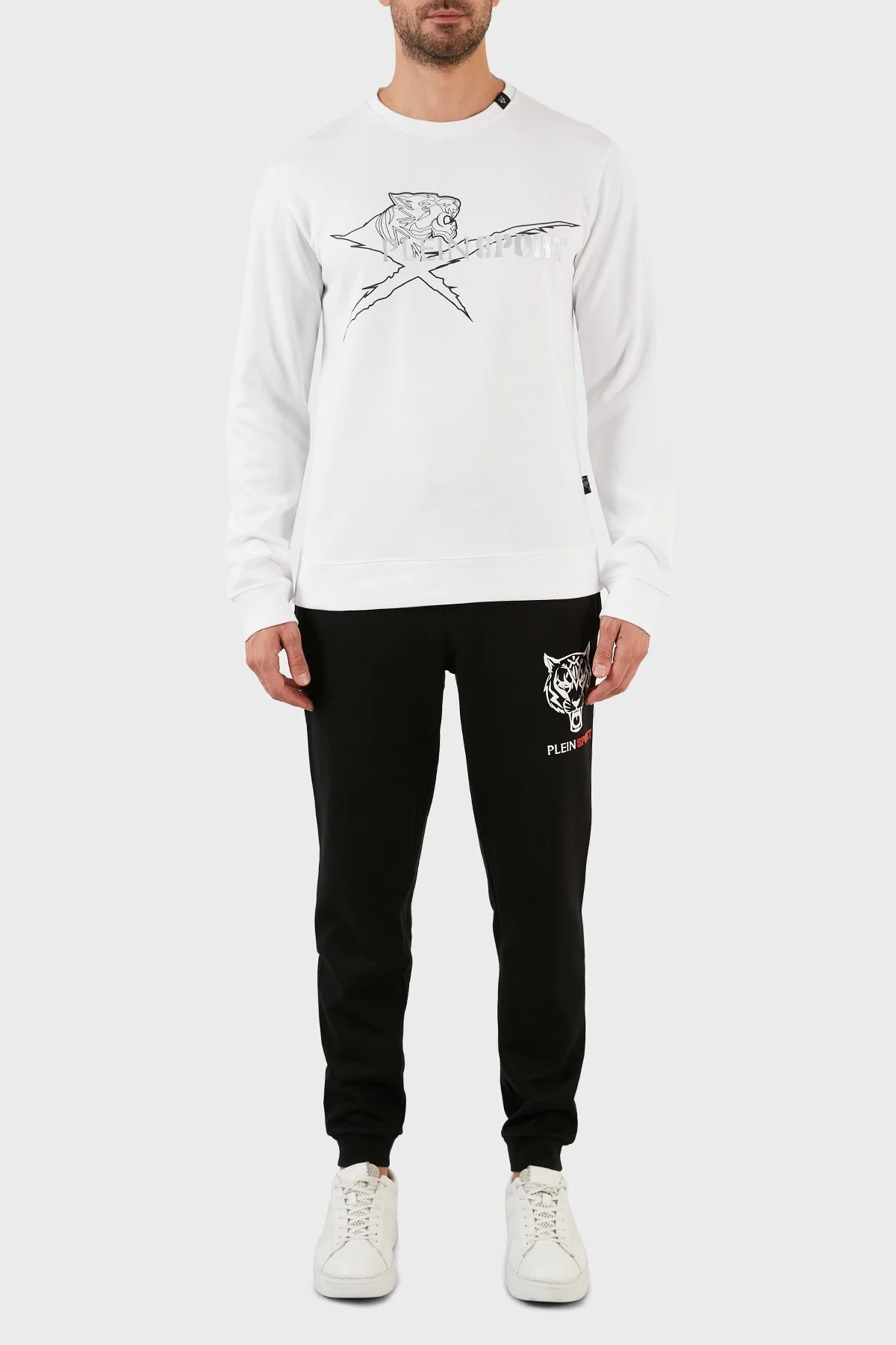 Plein Sport Pamuklu Baskılı Regular Fit Bisiklet Yaka Erkek Sweat FIPSG130501 BEYAZ - 4