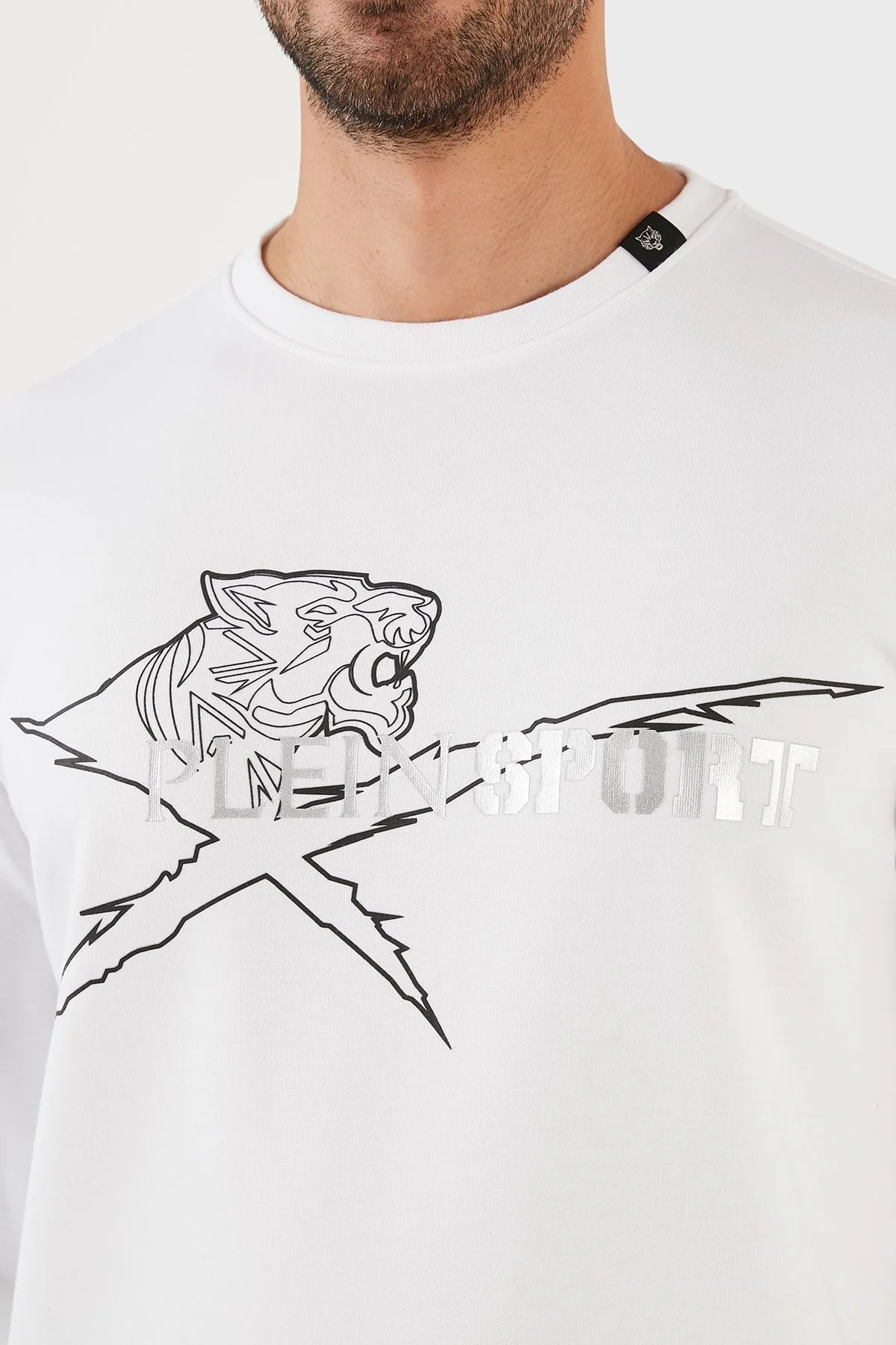 Plein Sport Pamuklu Baskılı Regular Fit Bisiklet Yaka Erkek Sweat FIPSG130501 BEYAZ - 6