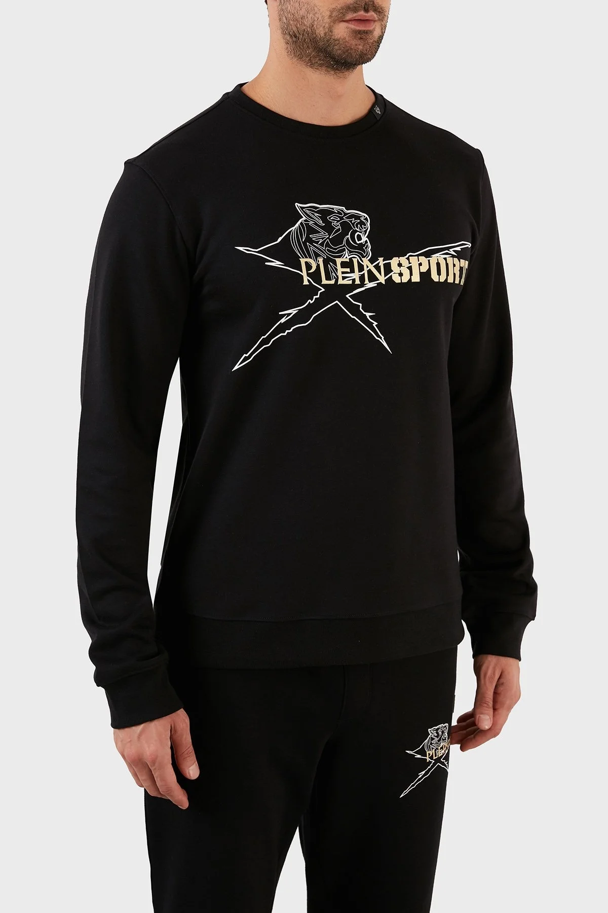 Plein Sport Pamuklu Baskılı Regular Fit Bisiklet Yaka Erkek Sweat FIPSG130598 SİYAH - 8