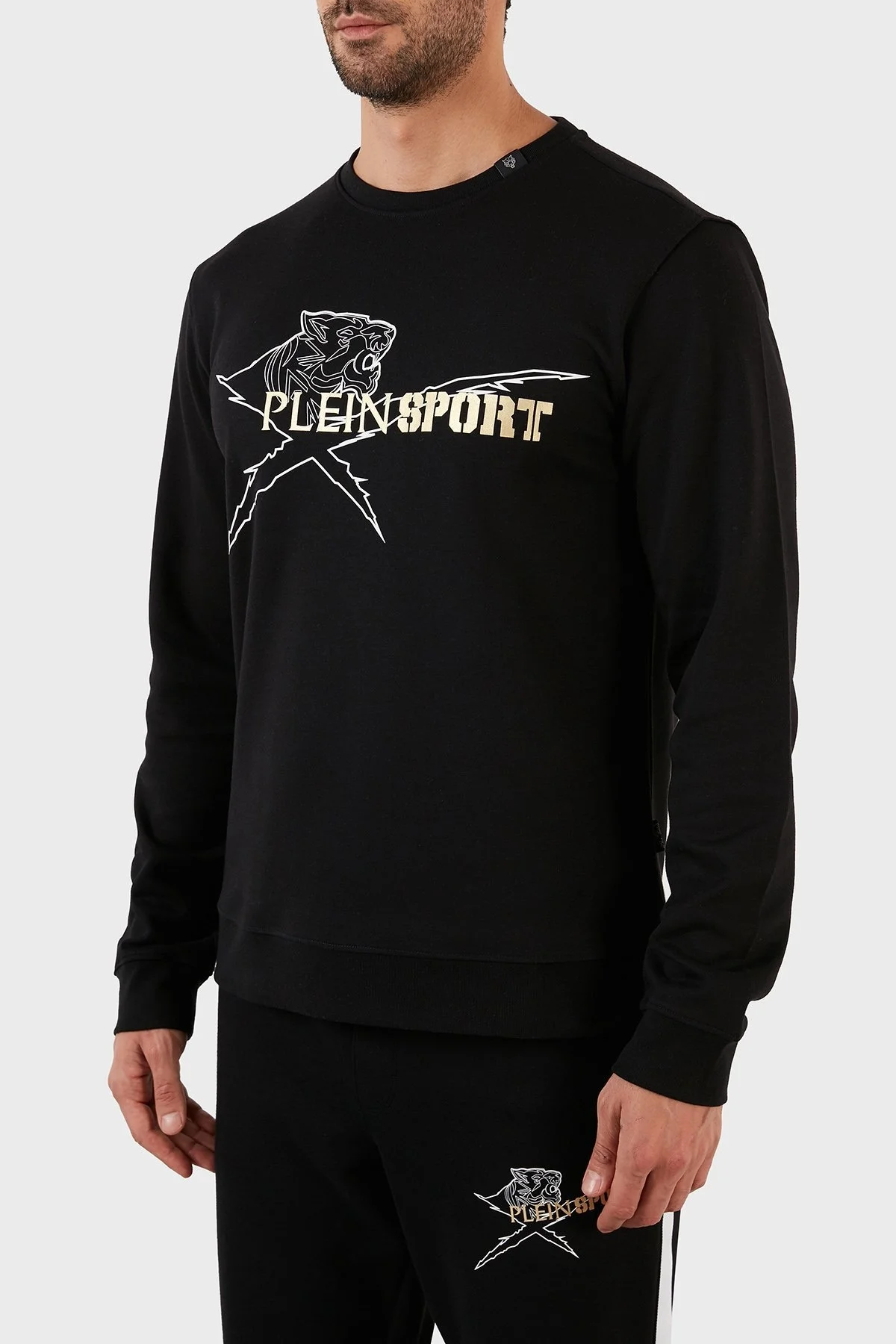 Plein Sport Pamuklu Baskılı Regular Fit Bisiklet Yaka Erkek Sweat FIPSG130598 SİYAH - 9