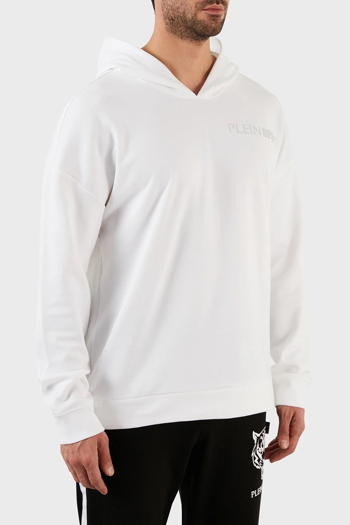 Plein Sport Pamuklu Baskılı Regular Fit Kapüşonlu Erkek Sweat FIPSC131501 BEYAZ - 2