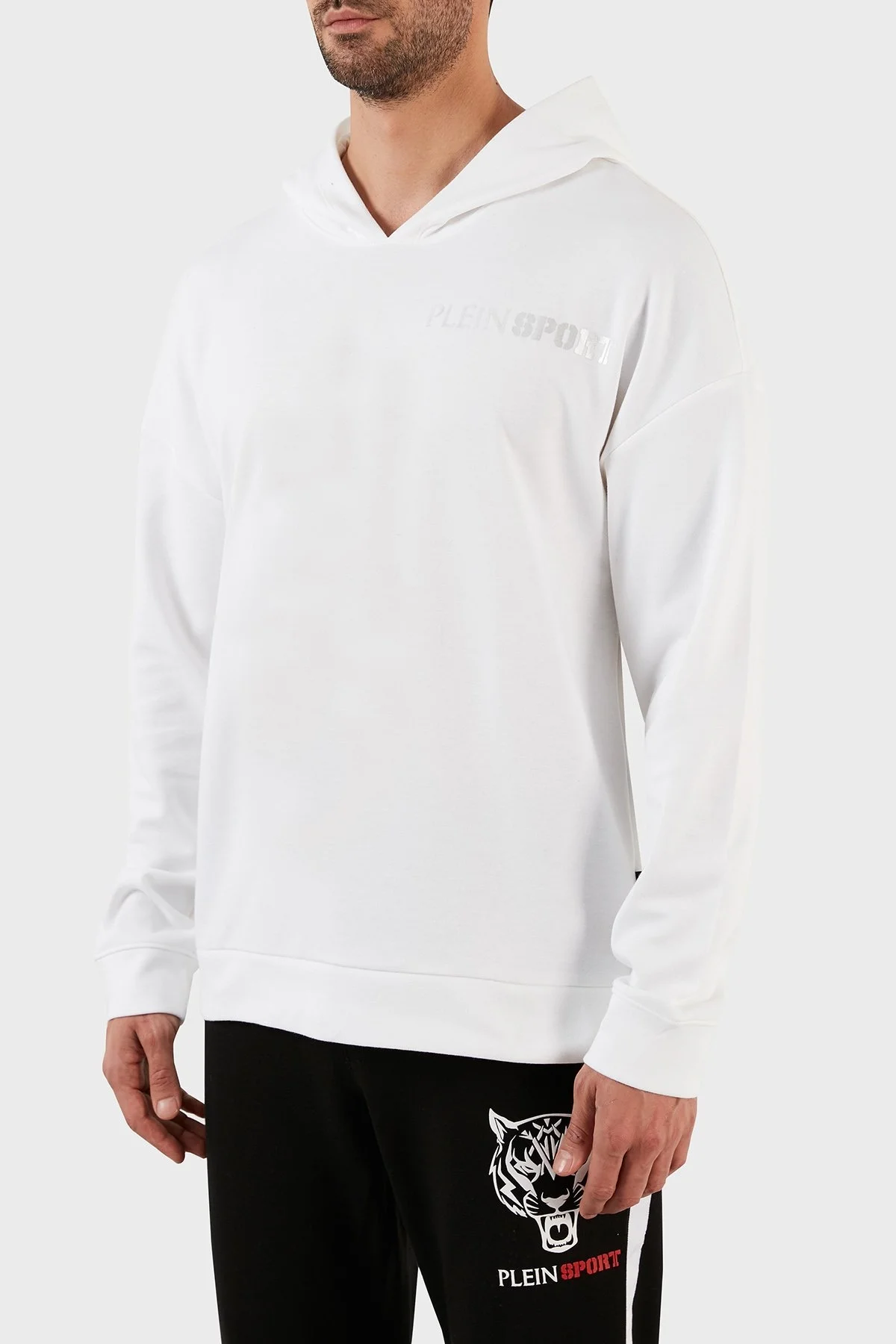 Plein Sport Pamuklu Baskılı Regular Fit Kapüşonlu Erkek Sweat FIPSC131501 BEYAZ - 3