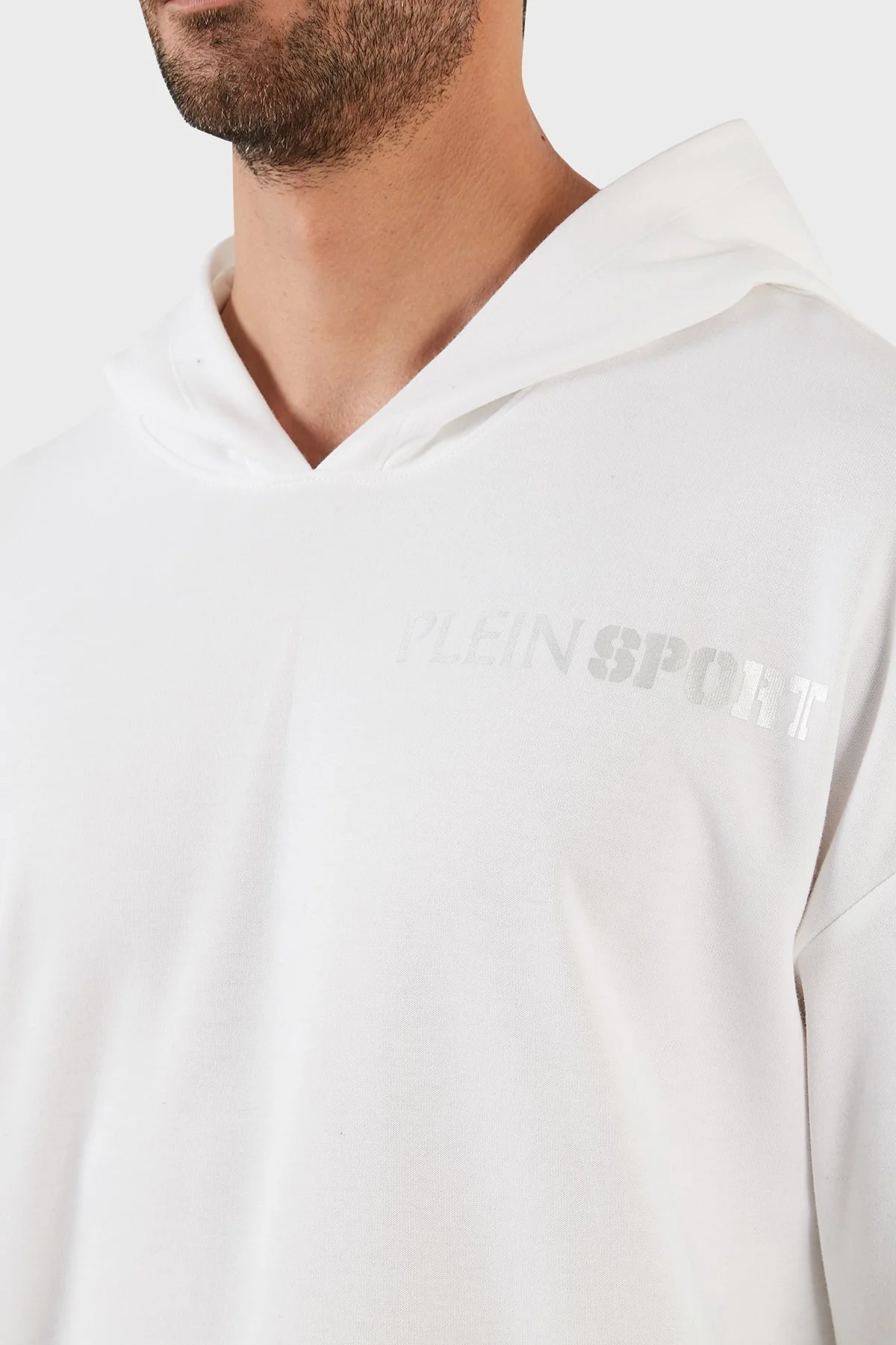 Plein Sport Pamuklu Baskılı Regular Fit Kapüşonlu Erkek Sweat FIPSC131501 BEYAZ - 4