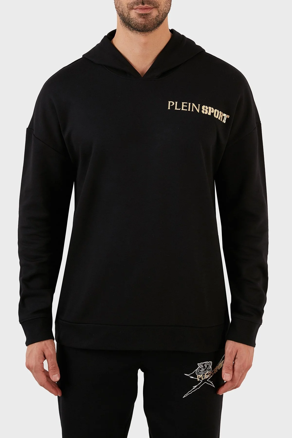 Plein Sport Pamuklu Baskılı Regular Fit Kapüşonlu Erkek Sweat FIPSC131598 SİYAH - 7