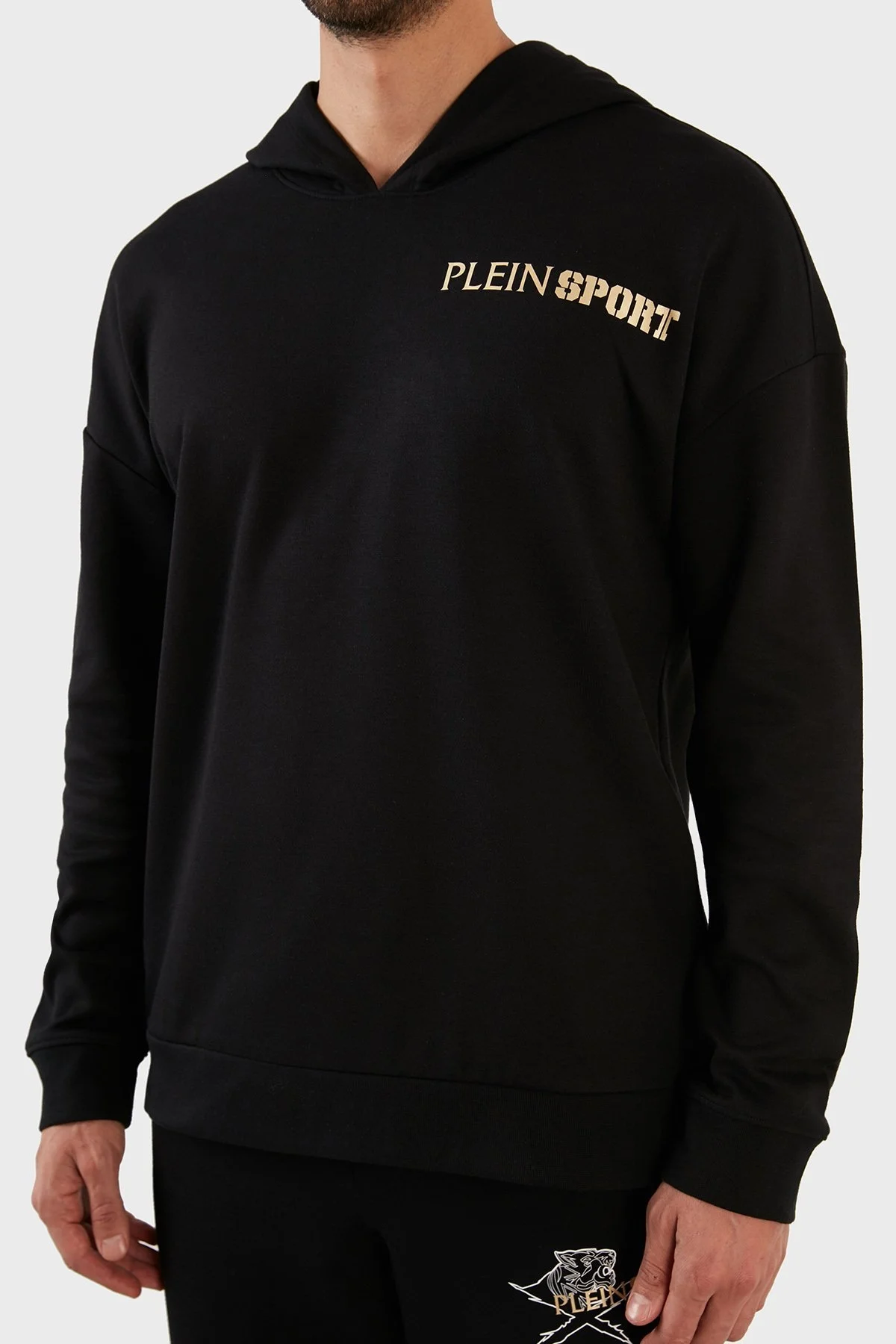 Plein Sport Pamuklu Baskılı Regular Fit Kapüşonlu Erkek Sweat FIPSC131598 SİYAH - 8