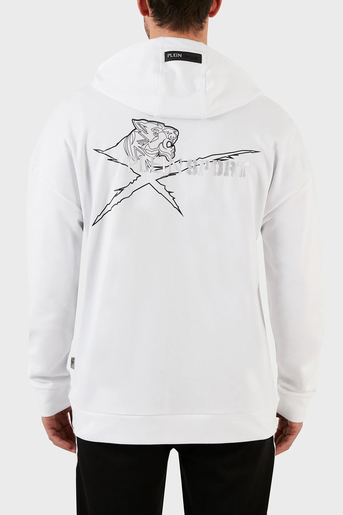 Plein Sport Pamuklu Regular Fit Fermuarlı Kapüşonlu Erkek Sweat FIPSZ132801 BEYAZ - 11